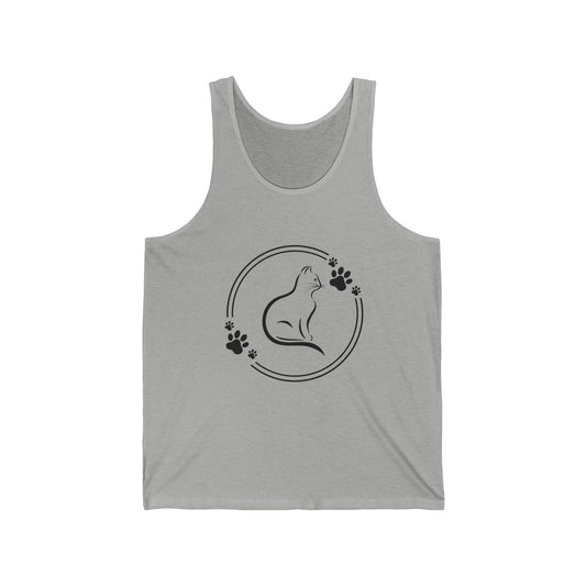 Cat Lover Unisex Jersey Tank - Paws Design, Animal Shirt, Pet Gift, Casual Wear, Summer Top, Animal Lover Apparel