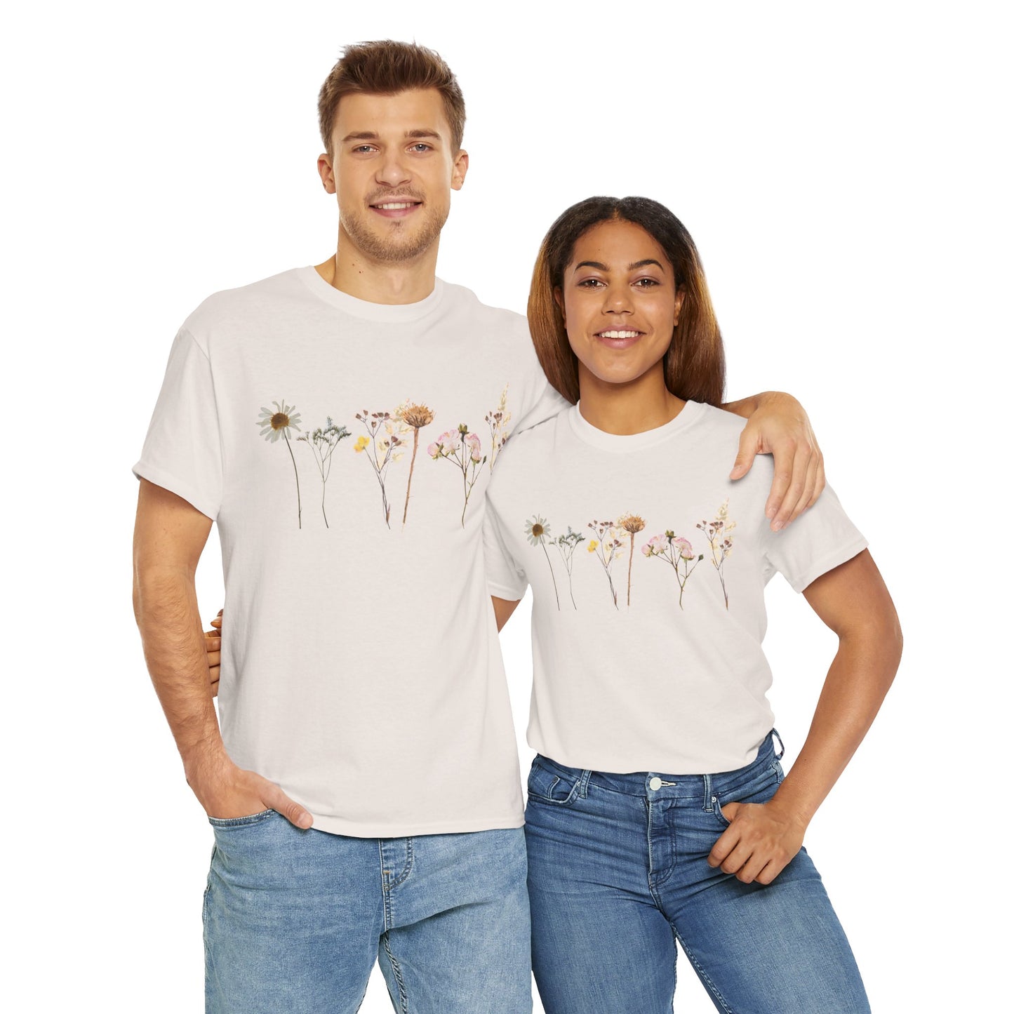 Flowery T-Shirt, Pretty, Heavy Cotton Tee