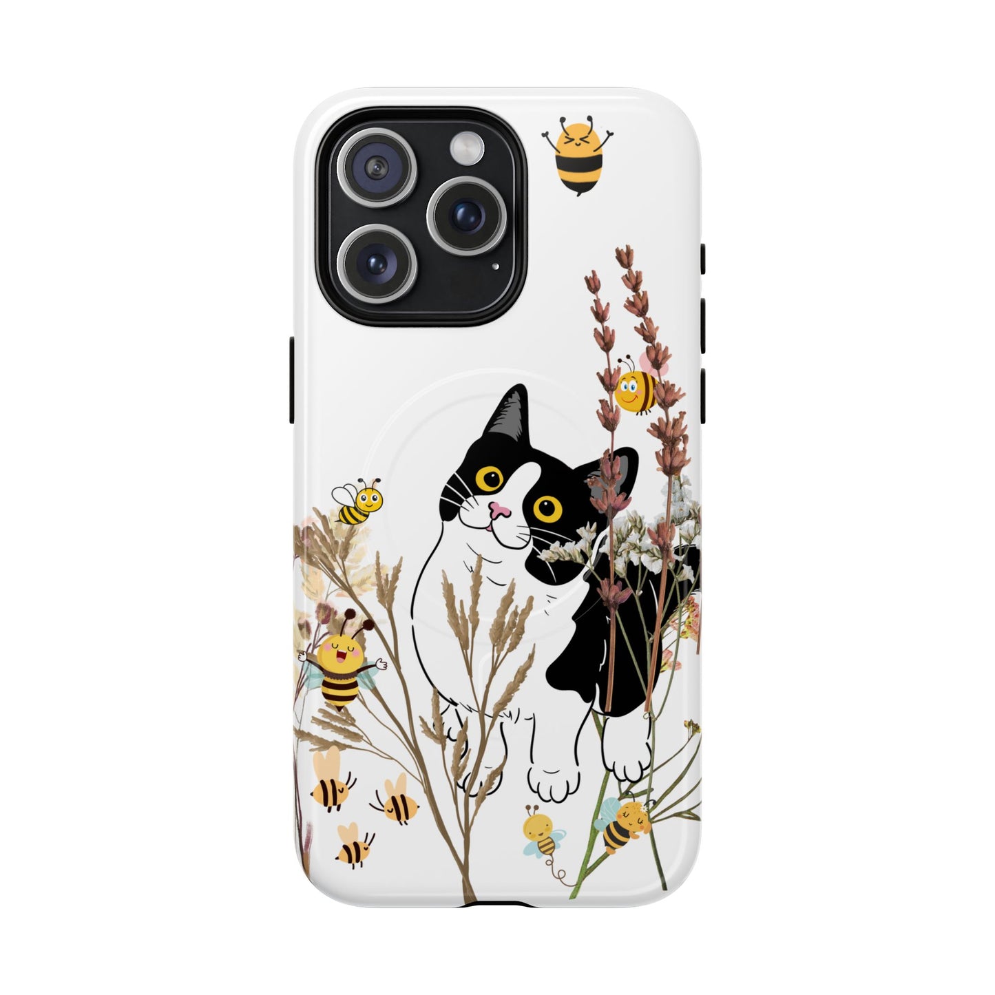 Cat Themed Tough Magnetic Phone Case, Cute Animal Design, Durable Protection, Gift for Cat Lovers, Fun Home Decor, Nature Inspired
