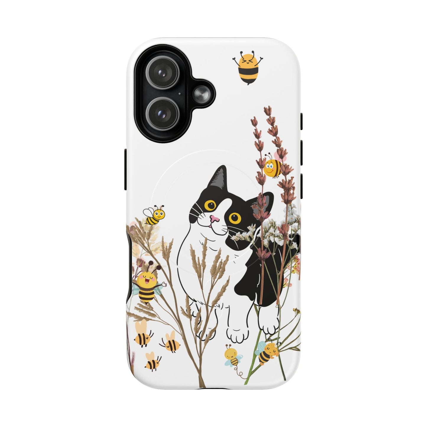 Cat Themed Tough Magnetic Phone Case, Cute Animal Design, Durable Protection, Gift for Cat Lovers, Fun Home Decor, Nature Inspired