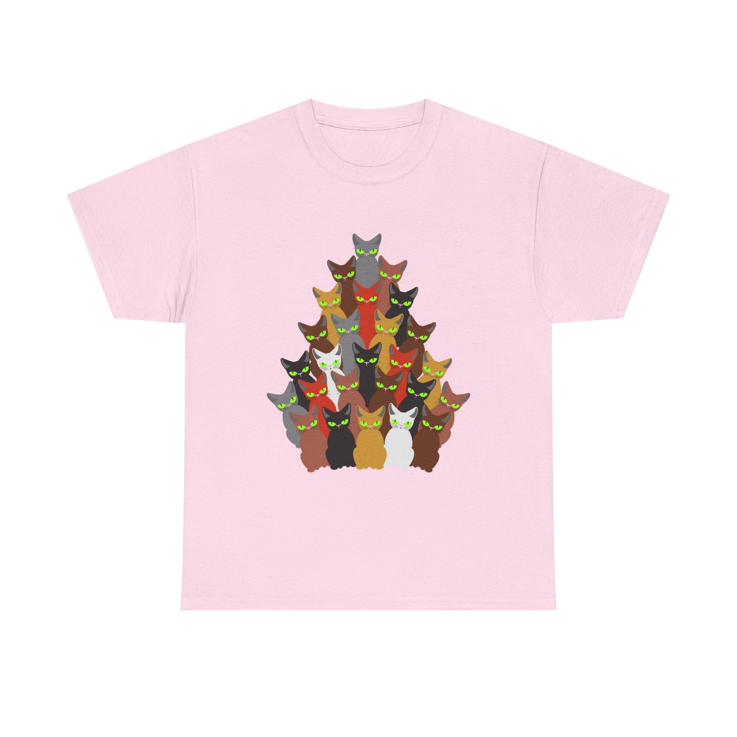Cats and Christmas Tree, Unisex Heavy Cotton Tee