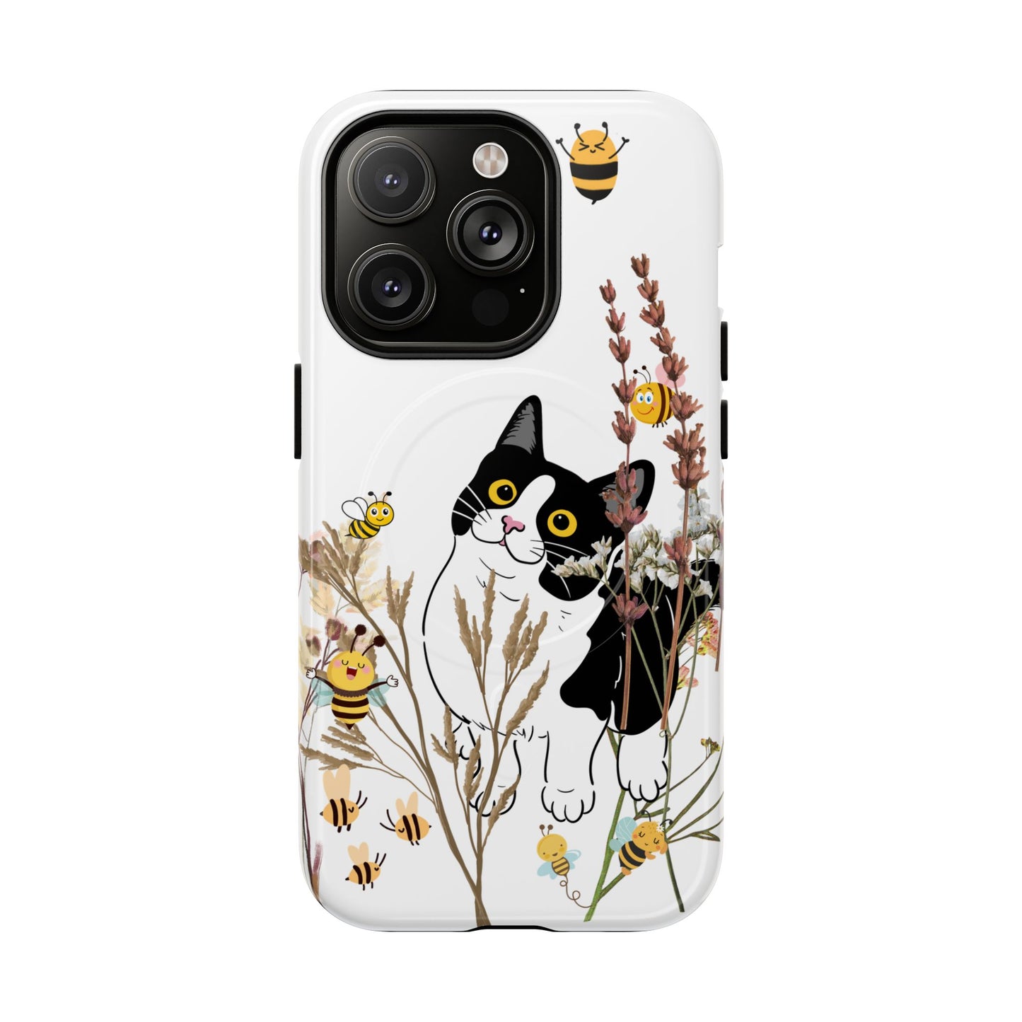 Cat Themed Tough Magnetic Phone Case, Cute Animal Design, Durable Protection, Gift for Cat Lovers, Fun Home Decor, Nature Inspired