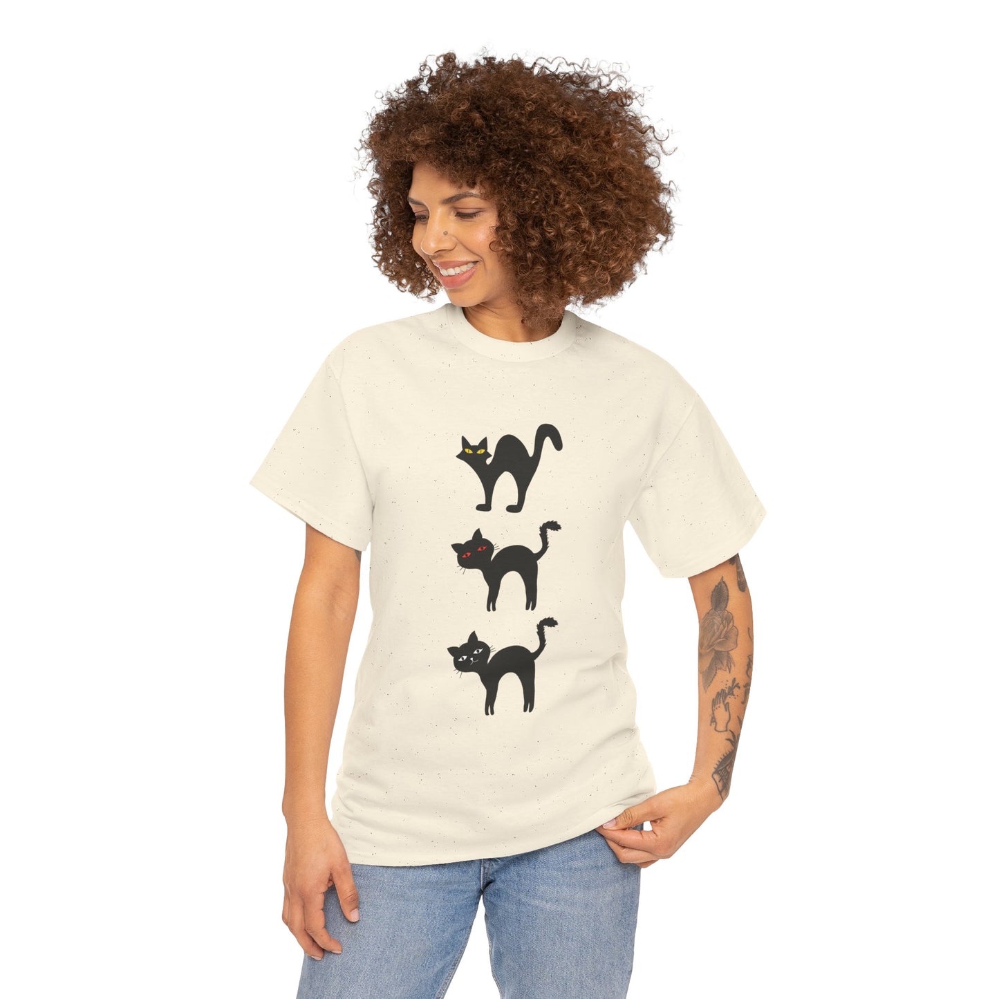 Halloween Cats Tee with Glowing Eyes