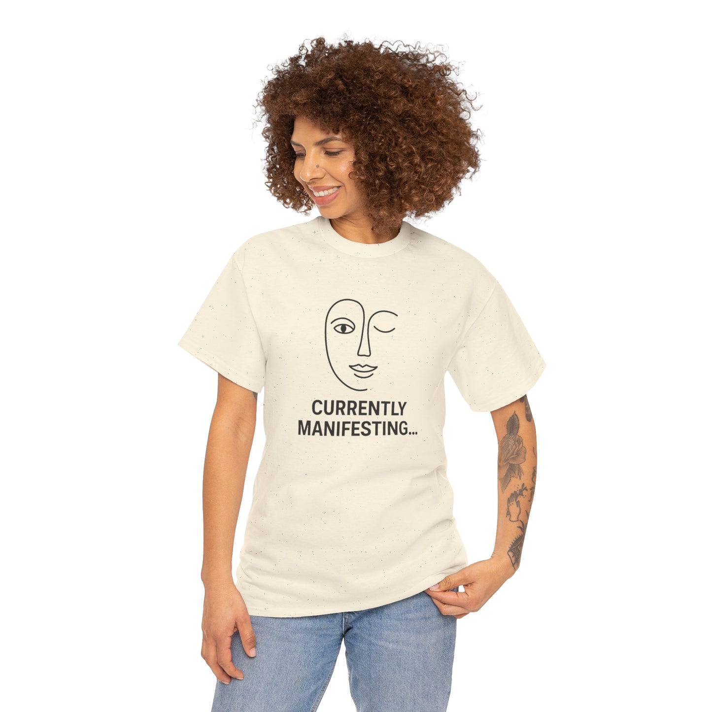 Currently Manifesting Unisex Heavy Cotton Tee, Affirmation Tee, Motivational T-Shirt, Gift for Dreamers, Casual Wear, Spiritual Apparel