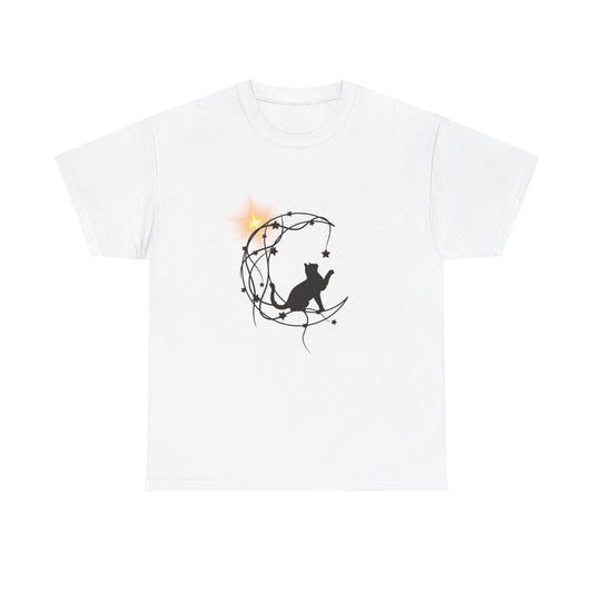 Cat playing t-shirt, Halloween star, Unisex Heavy Cotton Tee
