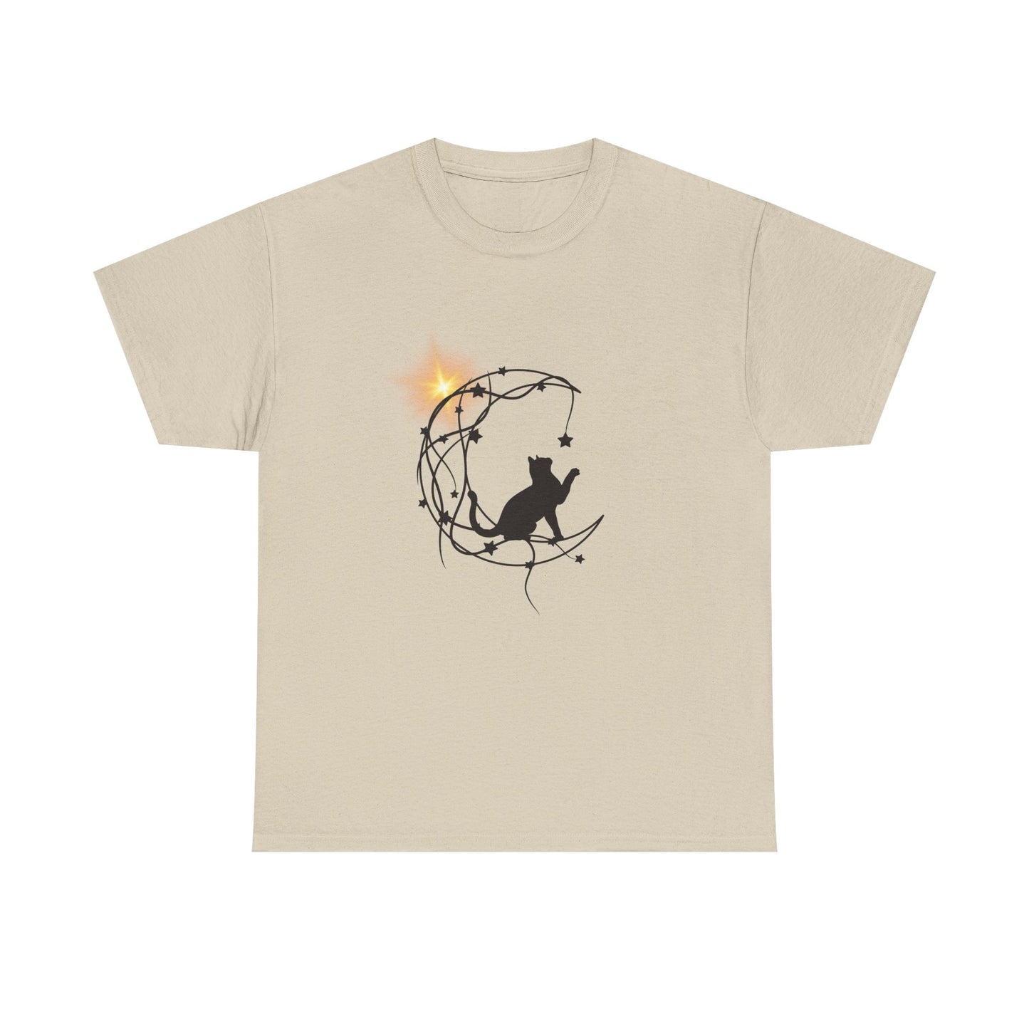 Cat playing t-shirt, Halloween star, Unisex Heavy Cotton Tee