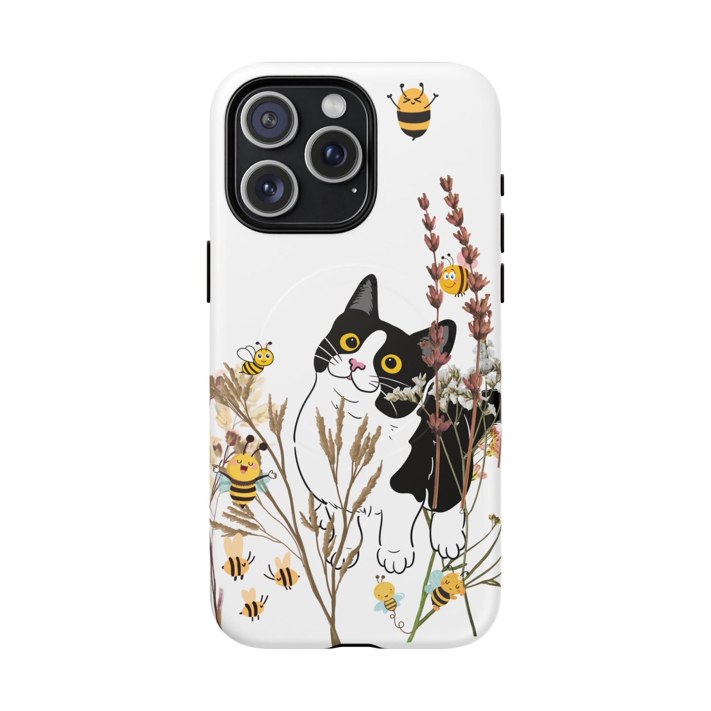 Cat Themed Tough Magnetic Phone Case, Cute Animal Design, Durable Protection, Gift for Cat Lovers, Fun Home Decor, Nature Inspired