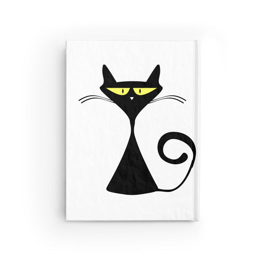Cute Black Cat Journal - Ruled Line, Cat Lover Gift, Diary, Note Book, Writing Journal, Halloween Decor, Pet Journal