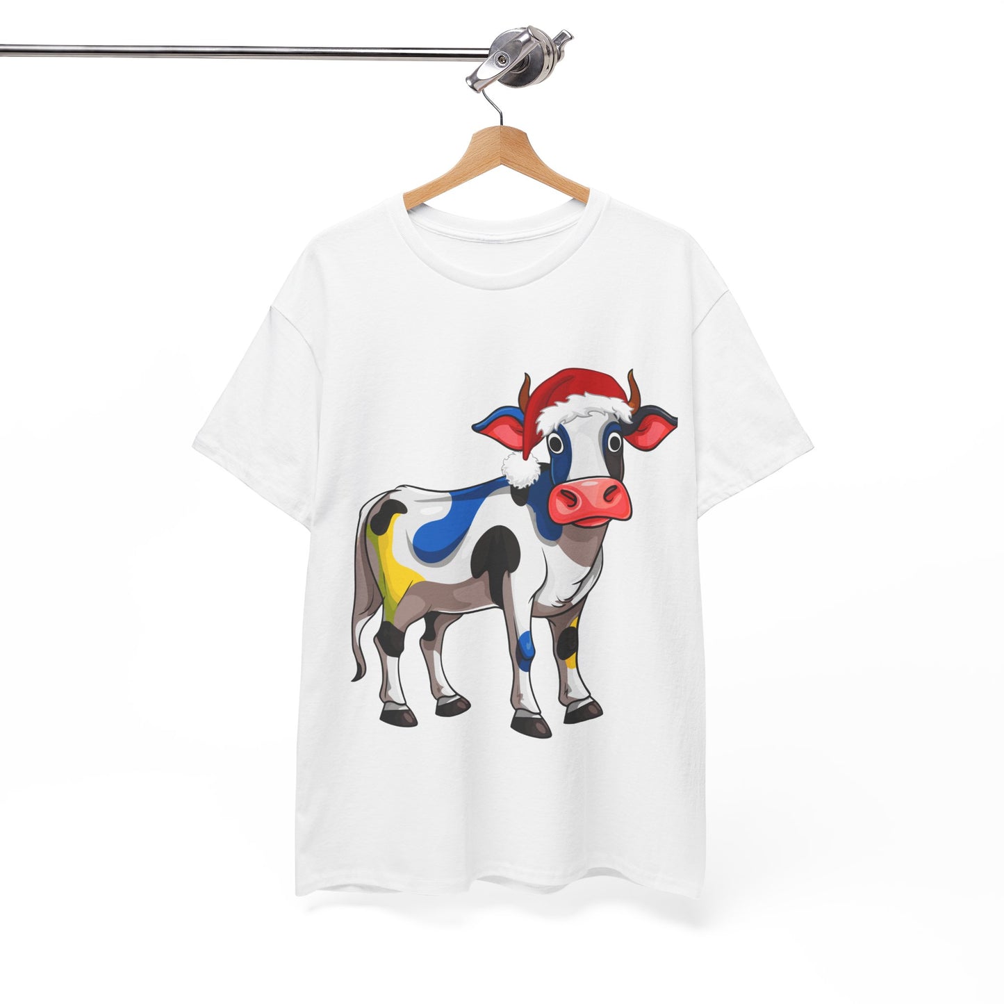 FUN Whimsical Painted Cow T-shirt, Unisex Cotton Tee