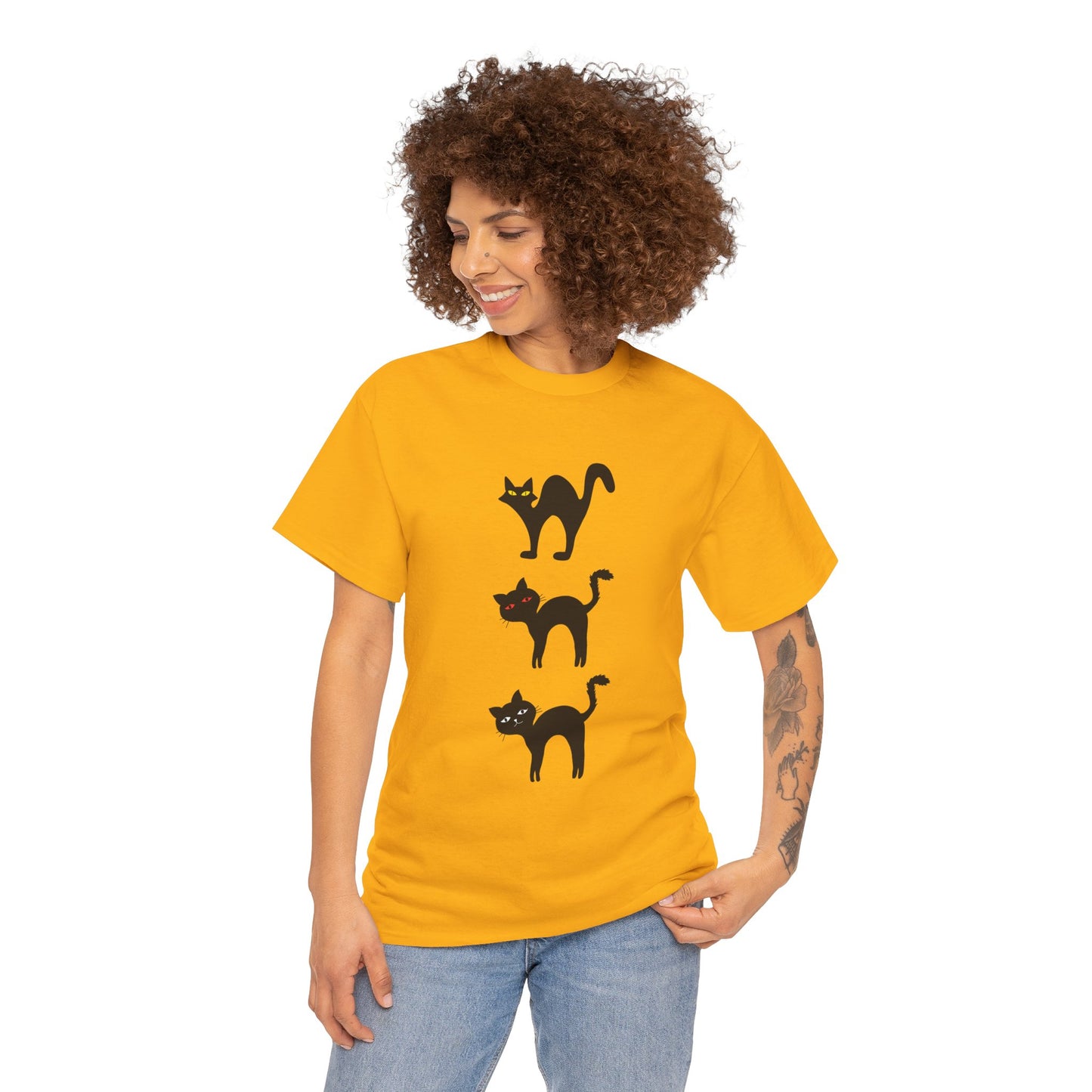 Halloween Cats Tee with Glowing Eyes