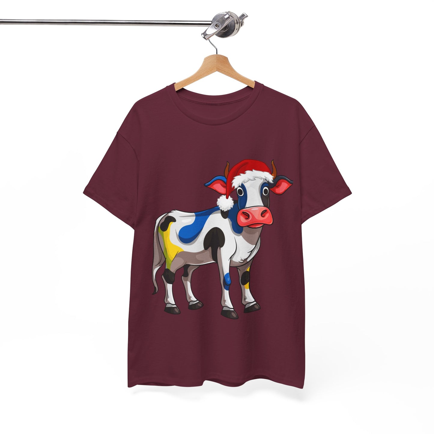 FUN Whimsical Painted Cow T-shirt, Unisex Cotton Tee
