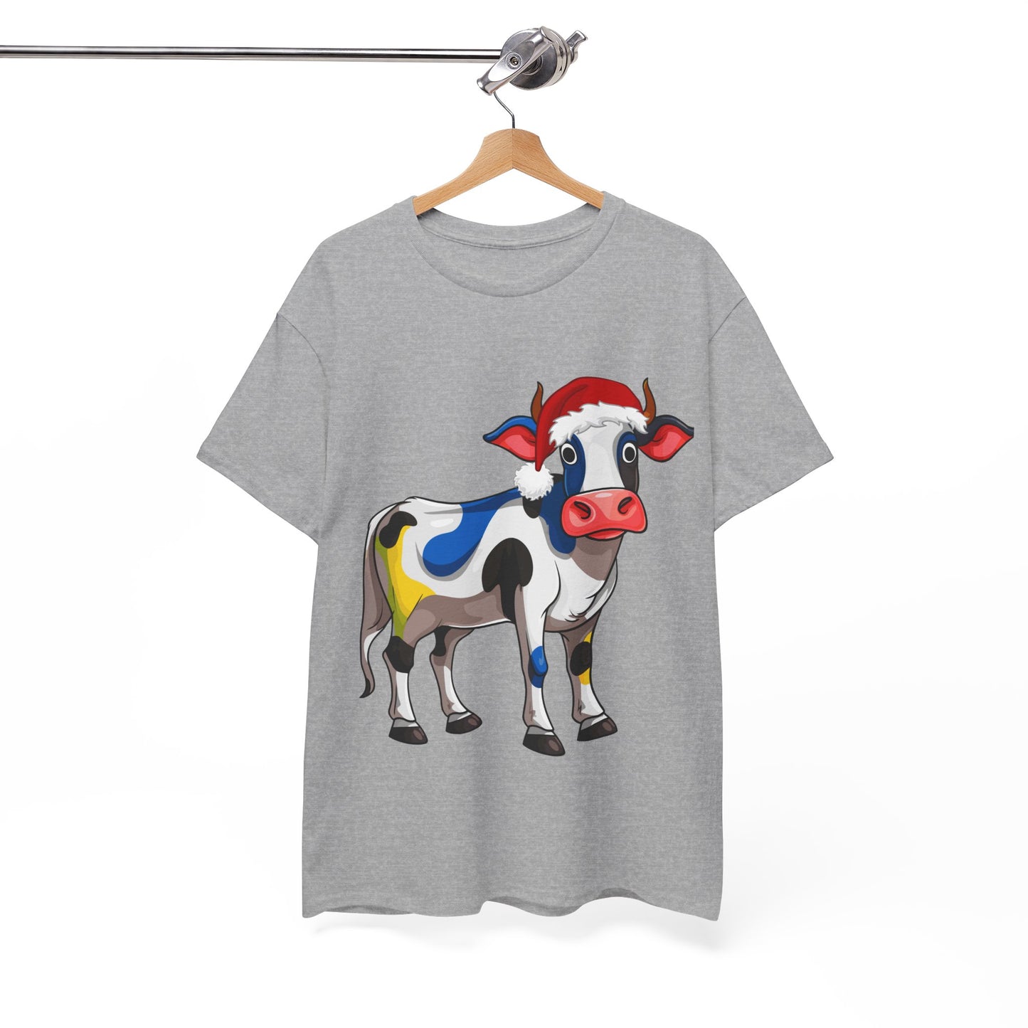 FUN Whimsical Painted Cow T-shirt, Unisex Cotton Tee