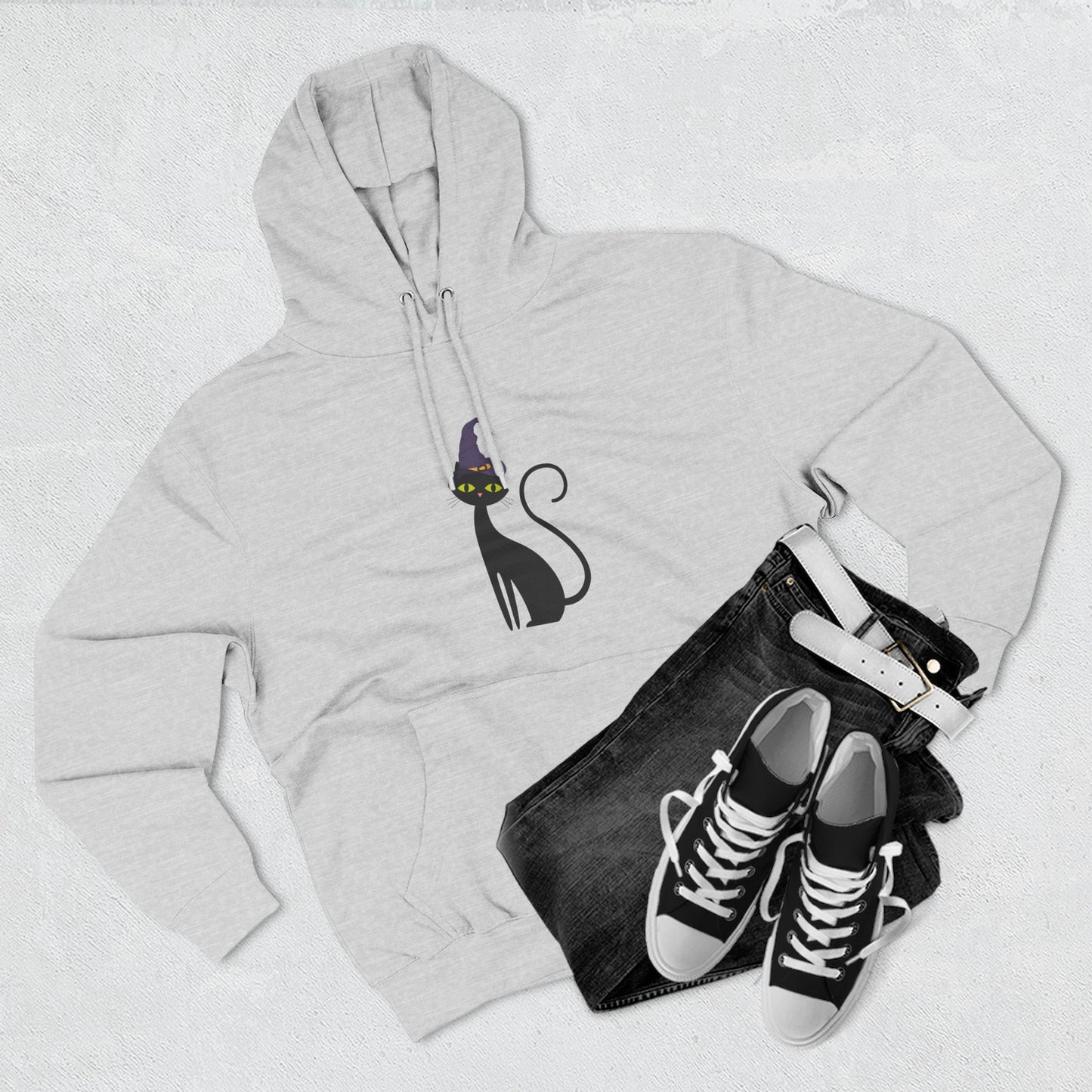 Cozy Cat-Inspired Fleece Hoodie: Perfect for Cat Lovers, Halloween, Casual Wear, Gift for Friends, Cozy Winter Layer