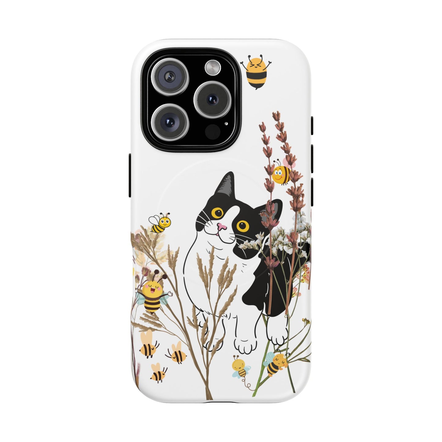 Cat Themed Tough Magnetic Phone Case, Cute Animal Design, Durable Protection, Gift for Cat Lovers, Fun Home Decor, Nature Inspired
