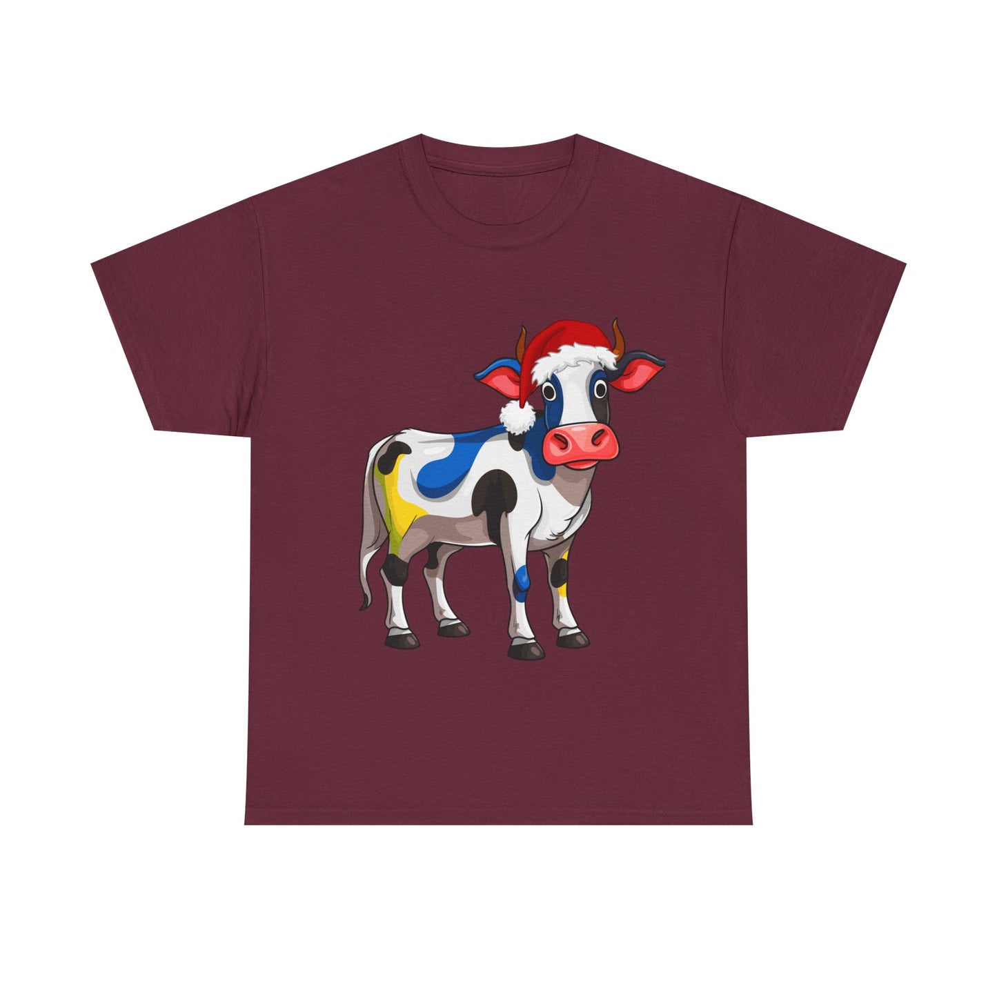 FUN Whimsical Painted Cow T-shirt, Unisex Cotton Tee