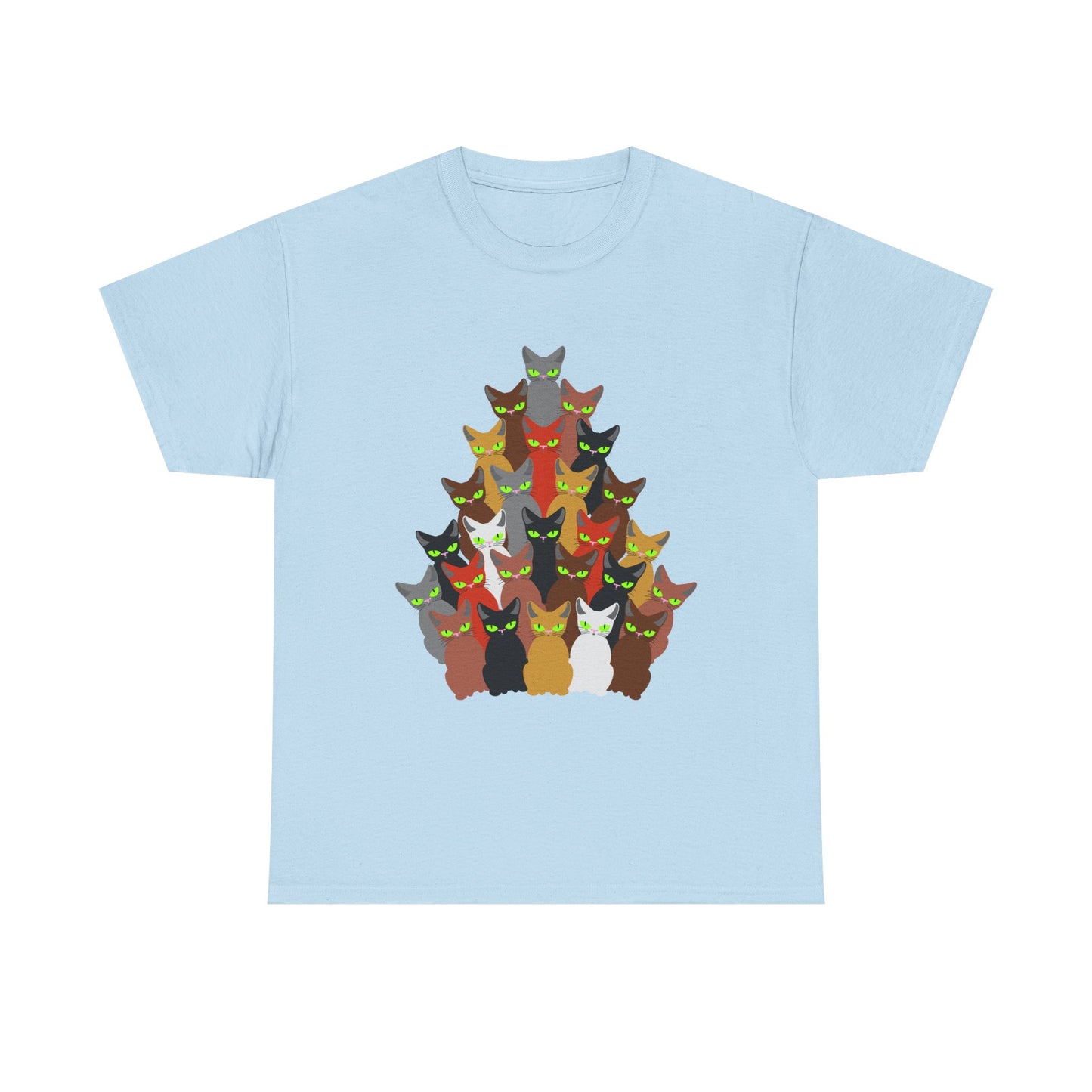 Cats and Christmas Tree, Unisex Heavy Cotton Tee