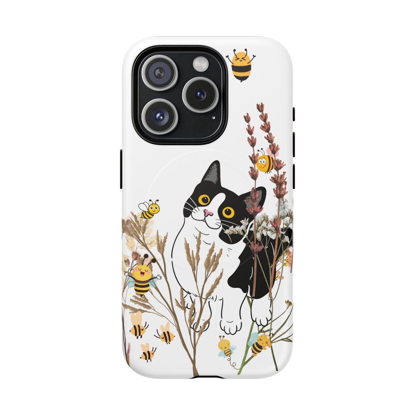 Cat Themed Tough Magnetic Phone Case, Cute Animal Design, Durable Protection, Gift for Cat Lovers, Fun Home Decor, Nature Inspired
