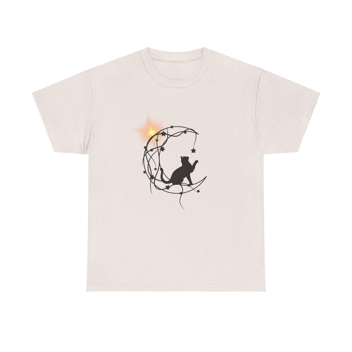 Cat playing t-shirt, Halloween star, Unisex Heavy Cotton Tee