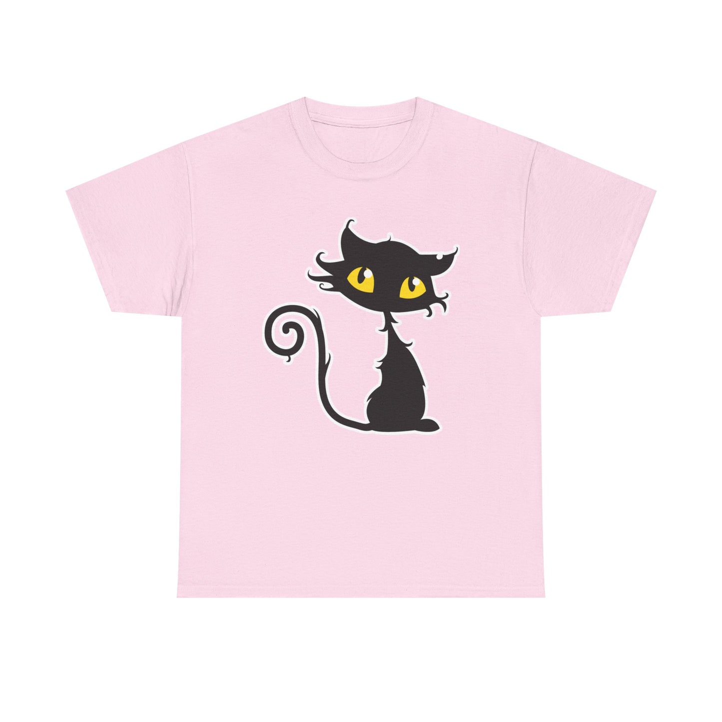 Watching, Cute Cartoon Cat Halloween T-Shirt,  Heavy Cotton Tee