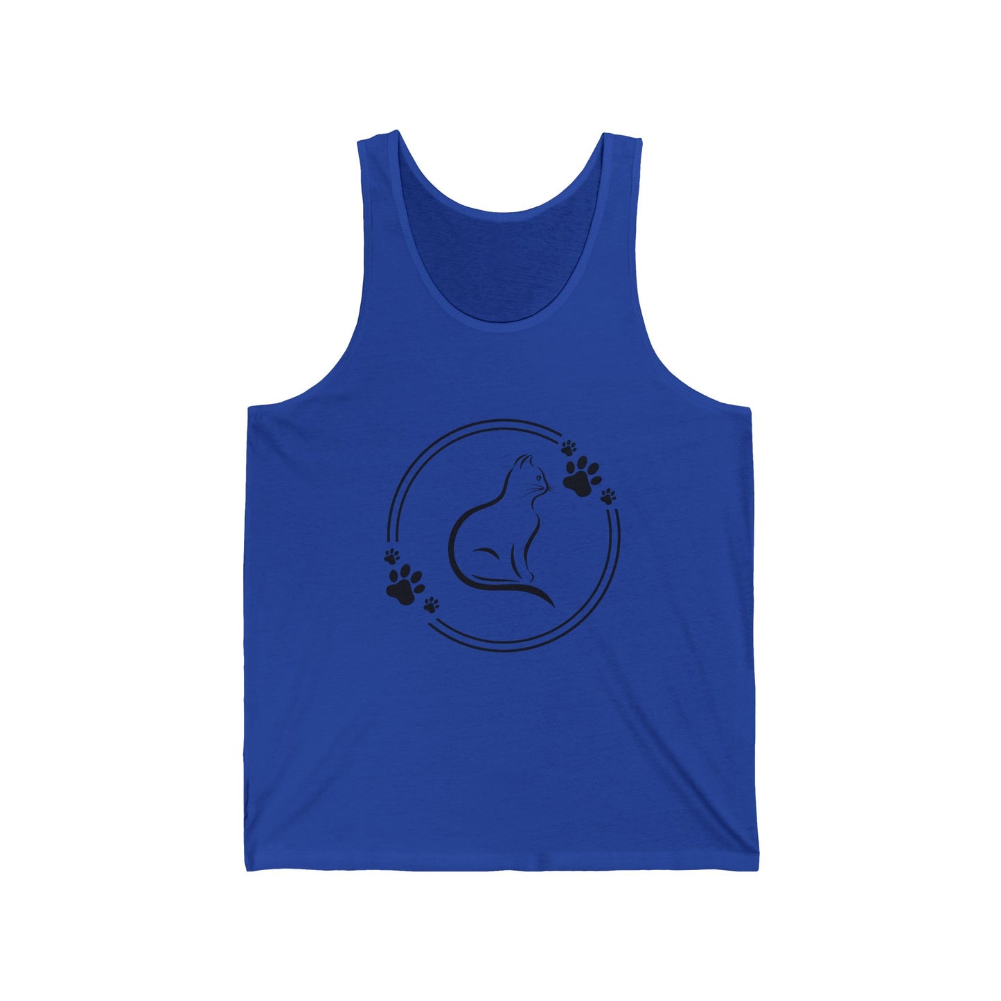 Cat Lover Unisex Jersey Tank - Paws Design, Animal Shirt, Pet Gift, Casual Wear, Summer Top, Animal Lover Apparel