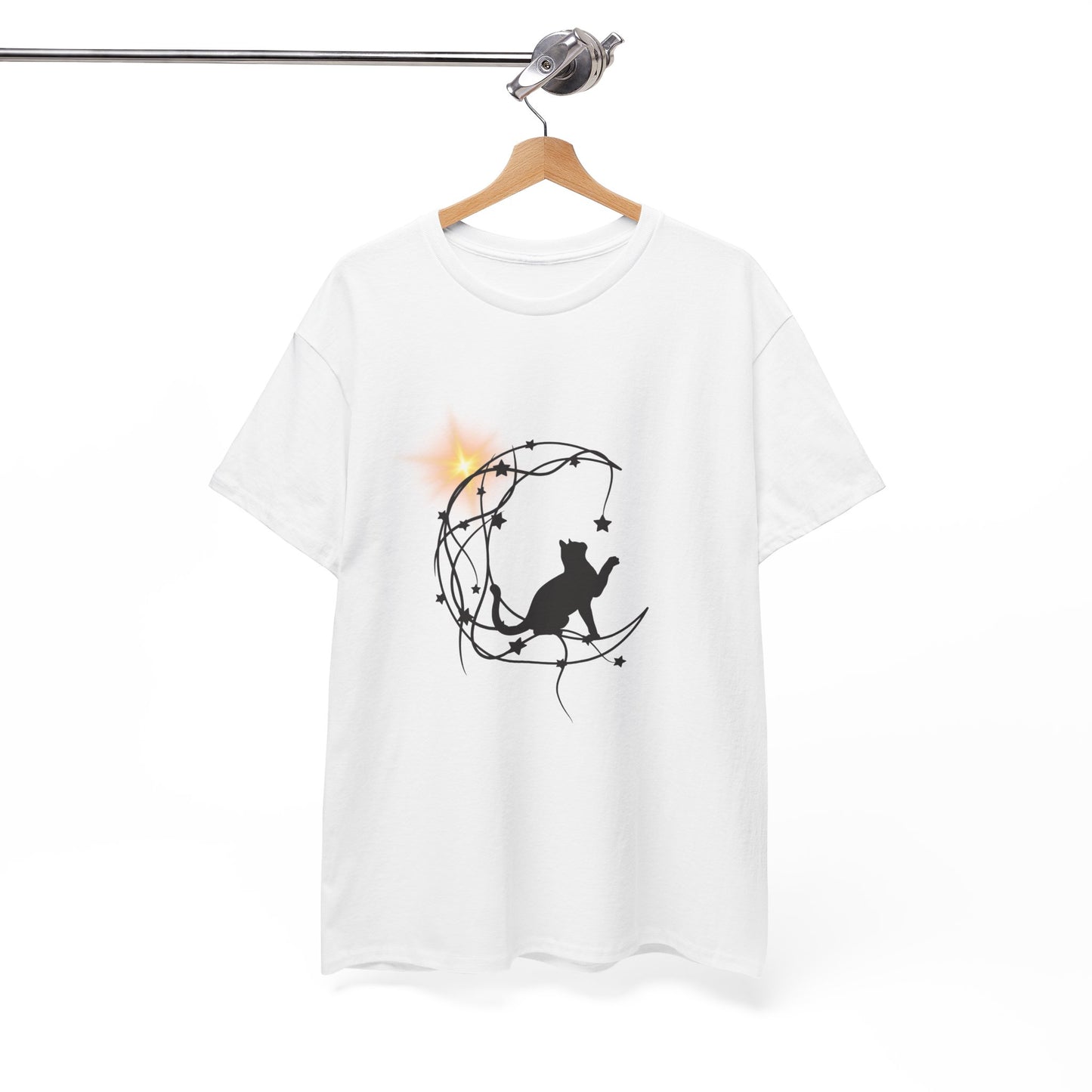 Cat playing t-shirt, Halloween star, Unisex Heavy Cotton Tee