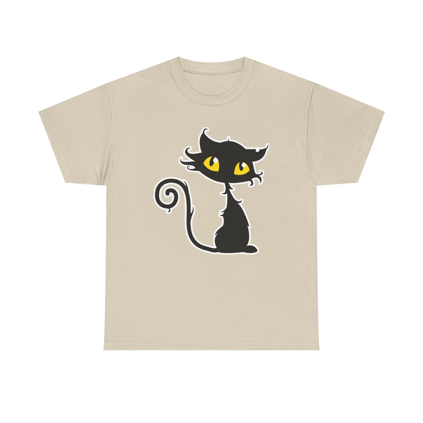 Watching, Cute Cartoon Cat Halloween T-Shirt,  Heavy Cotton Tee