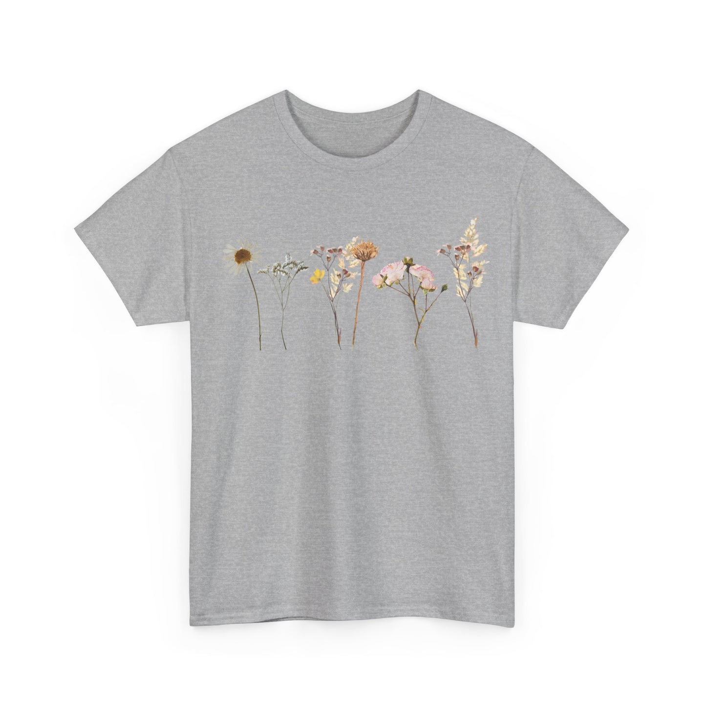 Flowery T-Shirt, Pretty,  Heavy Cotton Tee