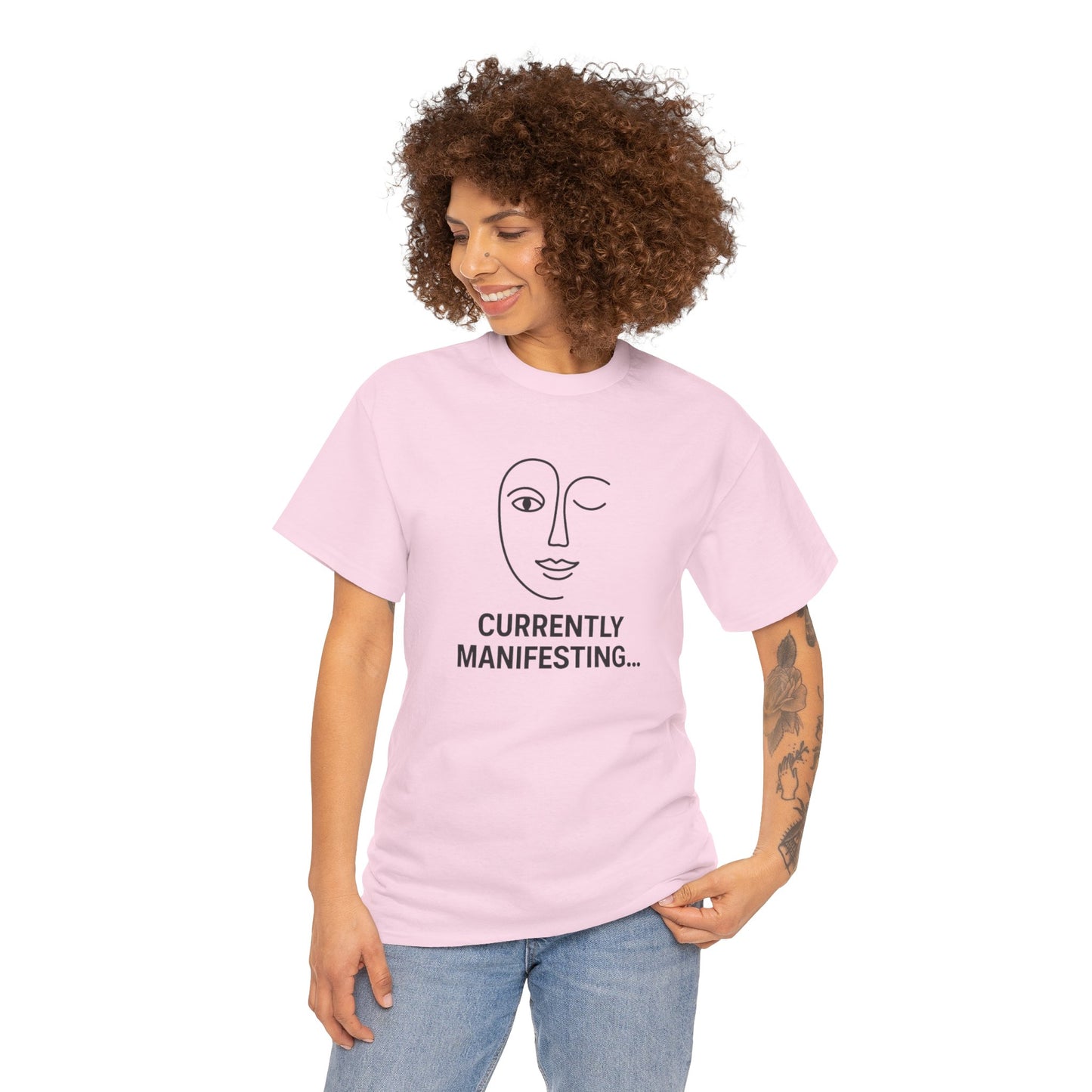 Currently Manifesting Unisex Heavy Cotton Tee, Affirmation Tee, Motivational T-Shirt, Gift for Dreamers, Casual Wear, Spiritual Apparel