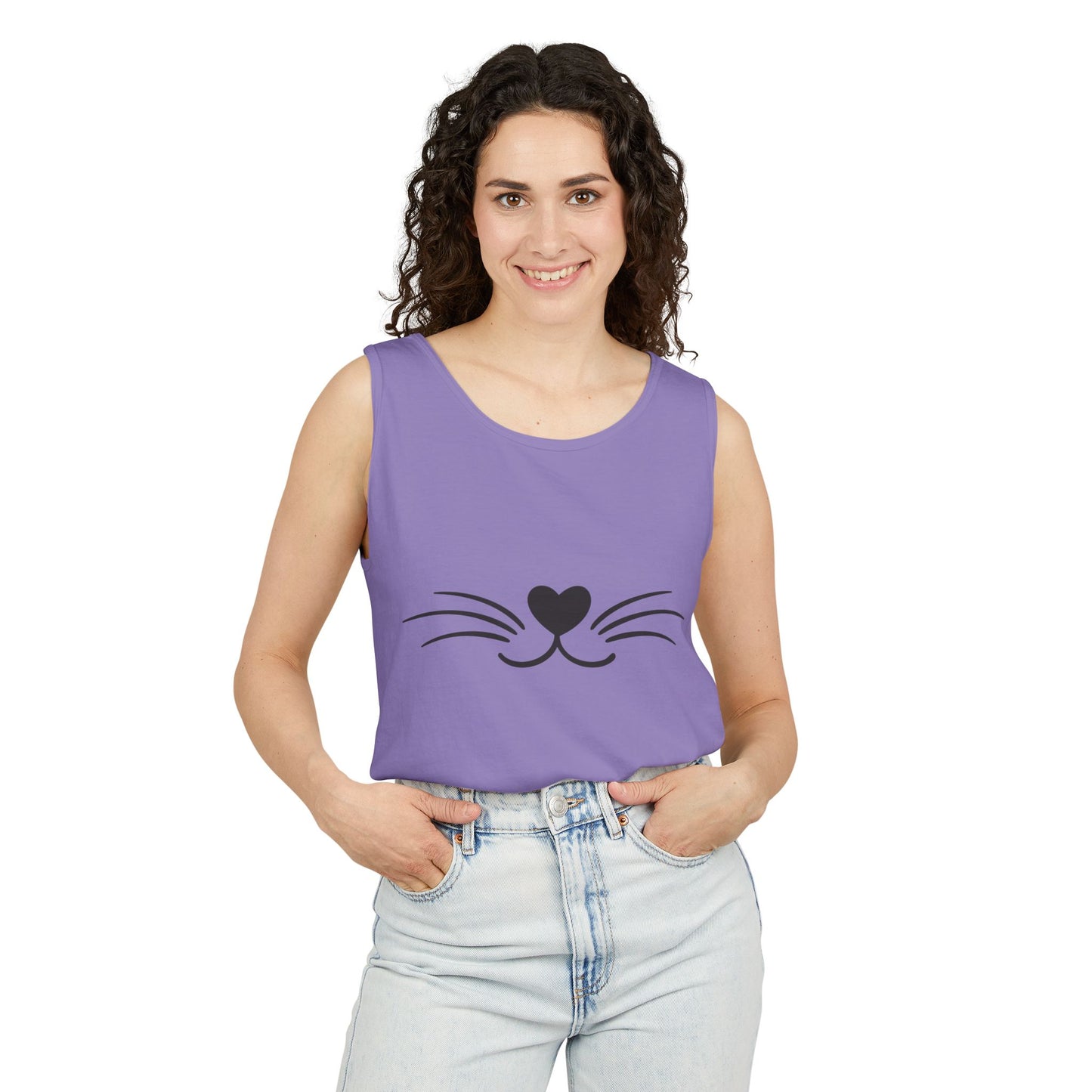 Cat-Inspired Unisex Tank Top - Cute Animal Graphic Sleeveless Shirt for Pet Lovers, Summer Gift, Casual Wear, Beach Outing, Heart [...]