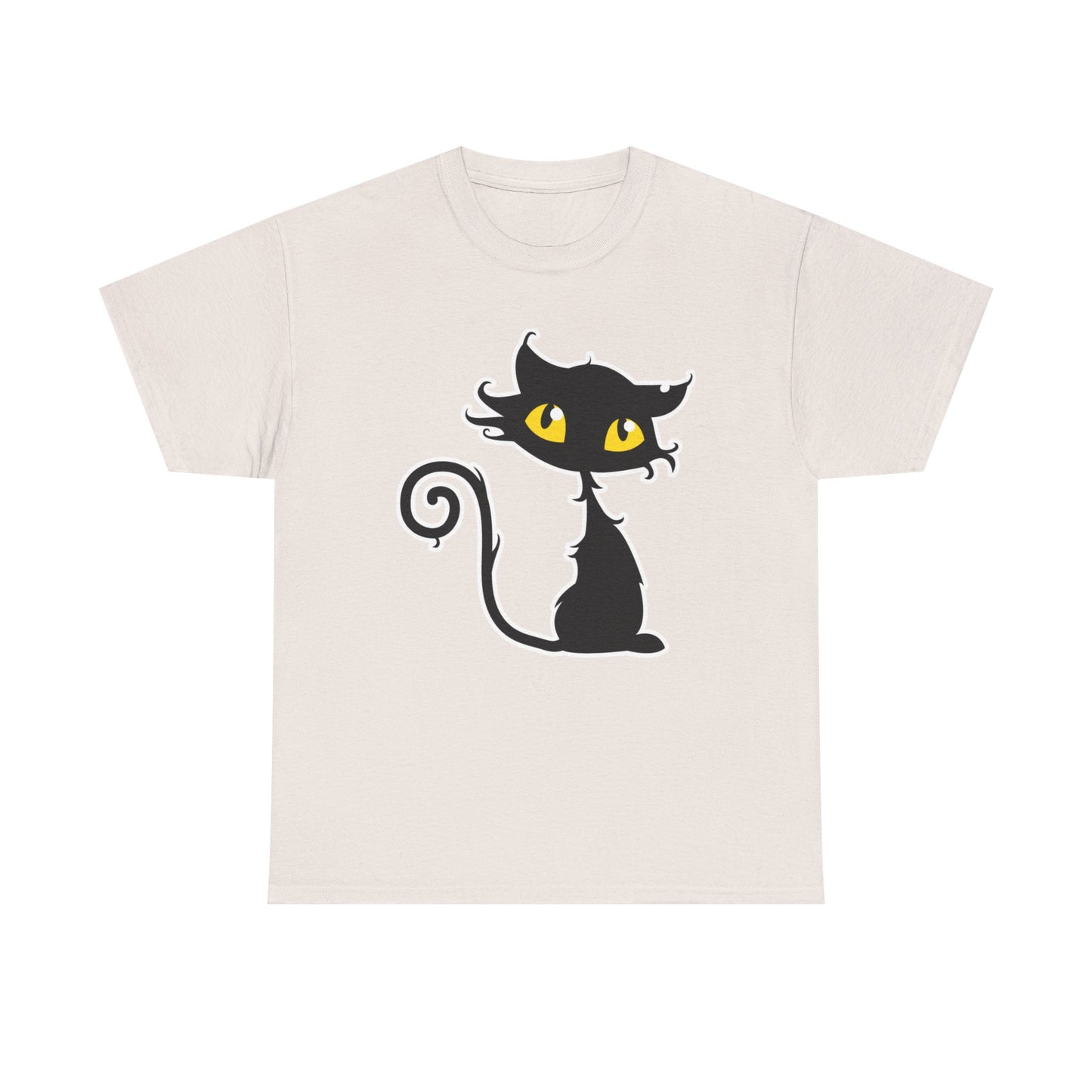 Watching, Cute Cartoon Cat Halloween T-Shirt,  Heavy Cotton Tee