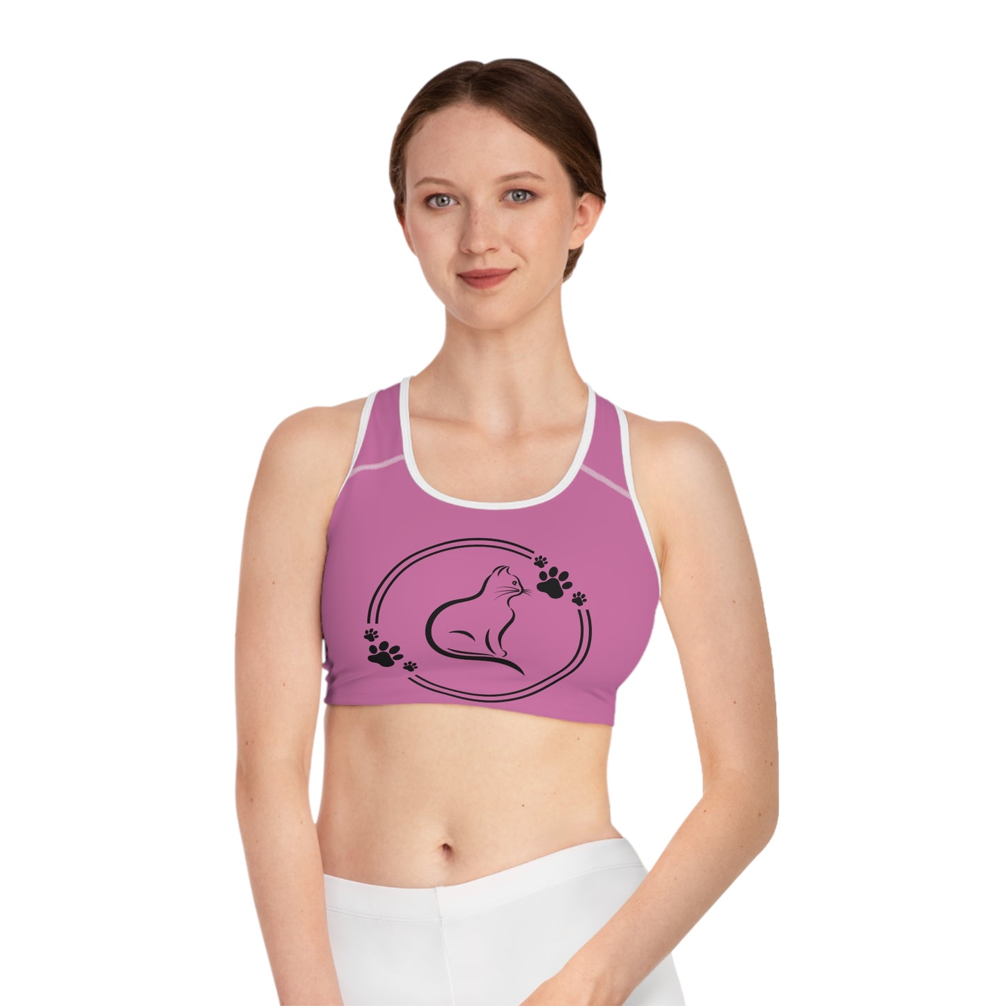 Cute Cat Print Sports Bra, Animal Lover Activewear, Workout Top, Gym Essentials, Gift for Pet Owners, Exercise Gear