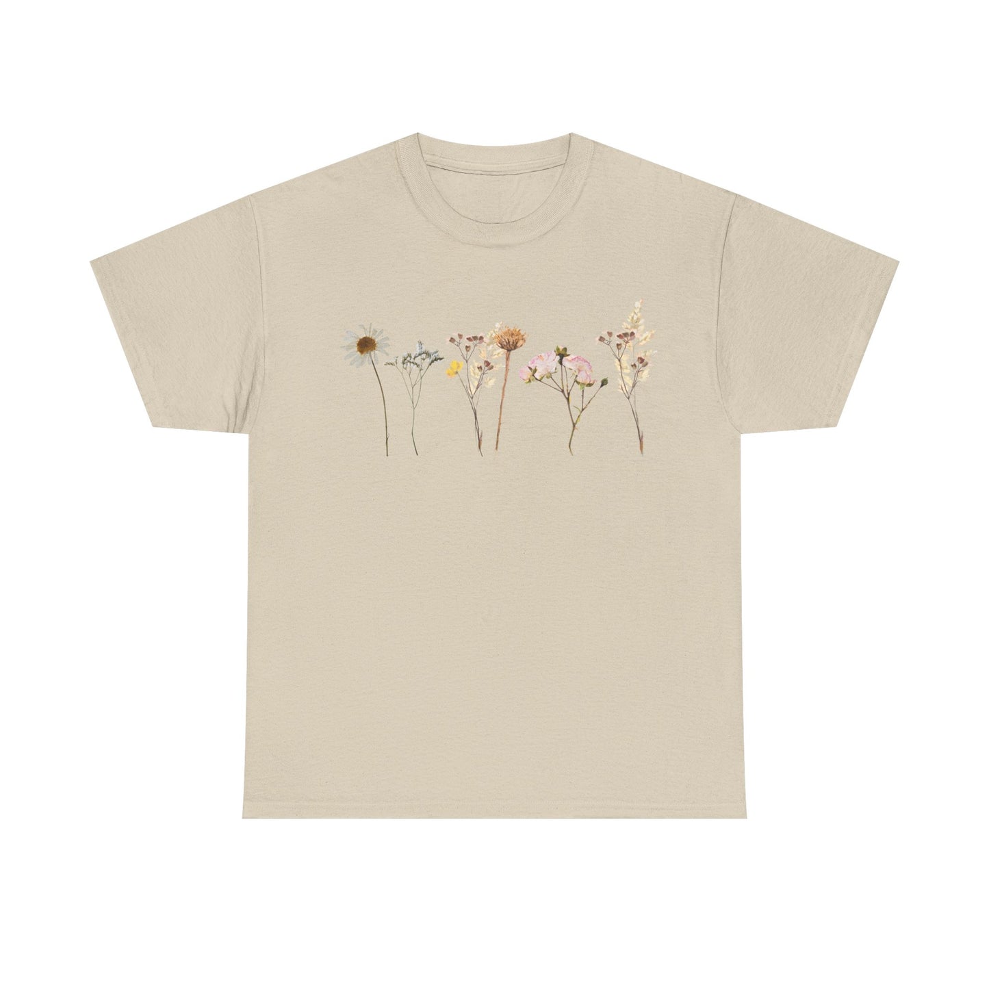Flowery T-Shirt, Pretty,  Heavy Cotton Tee