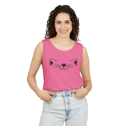 Cute Cat Face Tank Top, Summer Top, Gift for Cat Lovers, Animal Lover Apparel, Cute T-Shirt Alternative, Fun Casual Wear