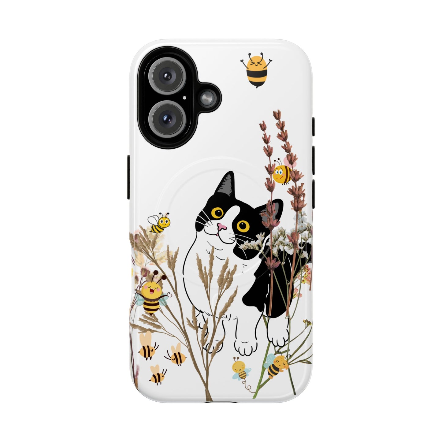 Cat Themed Tough Magnetic Phone Case, Cute Animal Design, Durable Protection, Gift for Cat Lovers, Fun Home Decor, Nature Inspired
