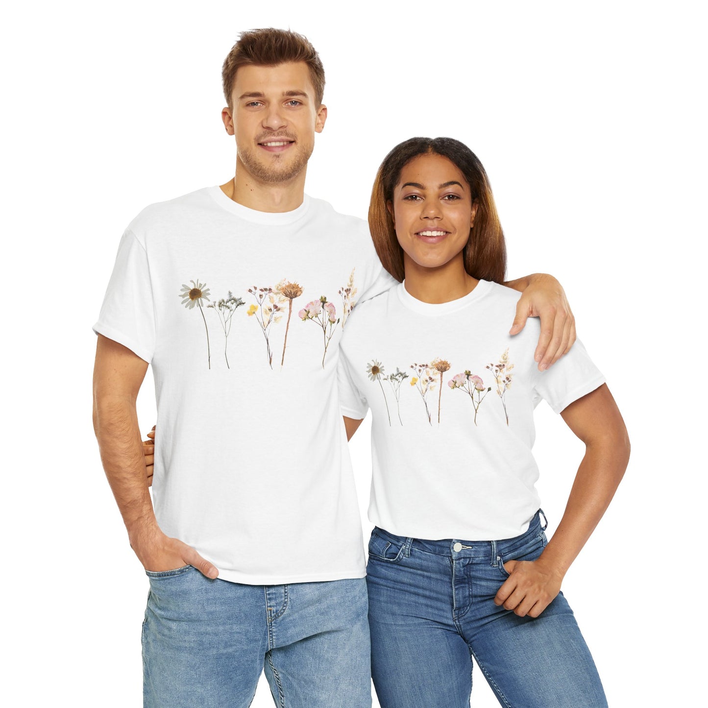 Flowery T-Shirt, Pretty,  Heavy Cotton Tee
