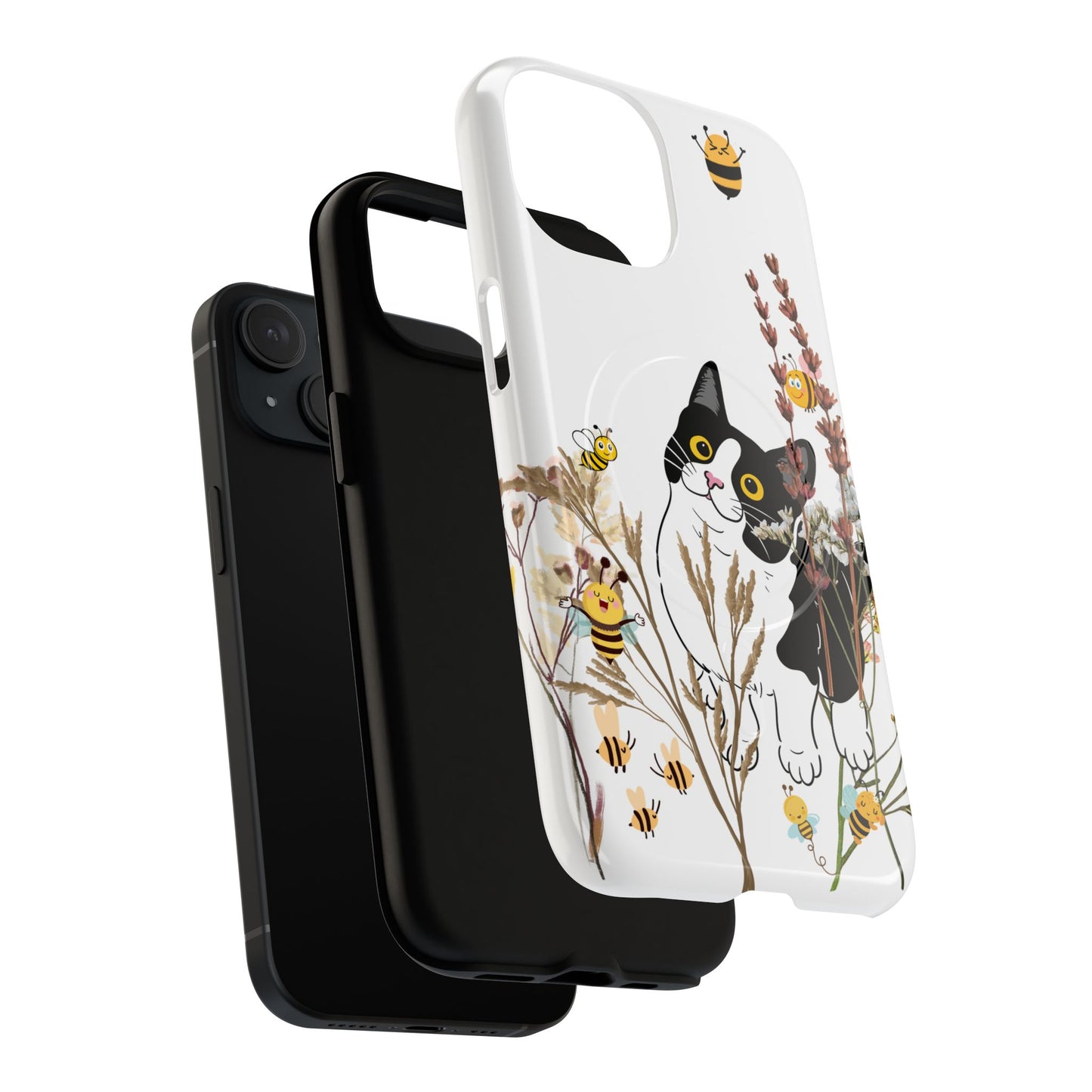 Cat Themed Tough Magnetic Phone Case, Cute Animal Design, Durable Protection, Gift for Cat Lovers, Fun Home Decor, Nature Inspired