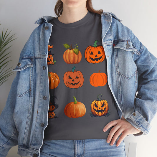 Tic Tac Toe Halloween Pumpkin T-Shirt, Unisex Cotton Tee
