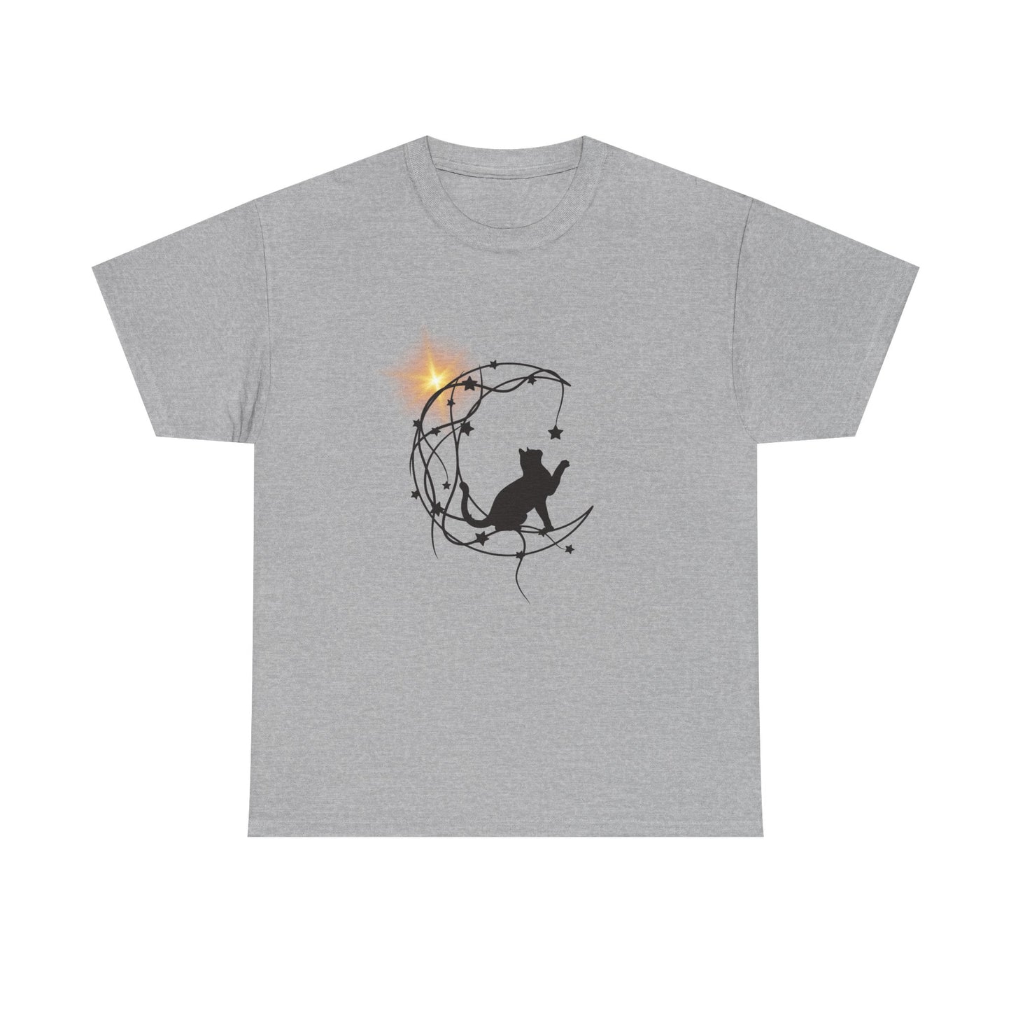 Cat playing t-shirt, Halloween star, Unisex Heavy Cotton Tee