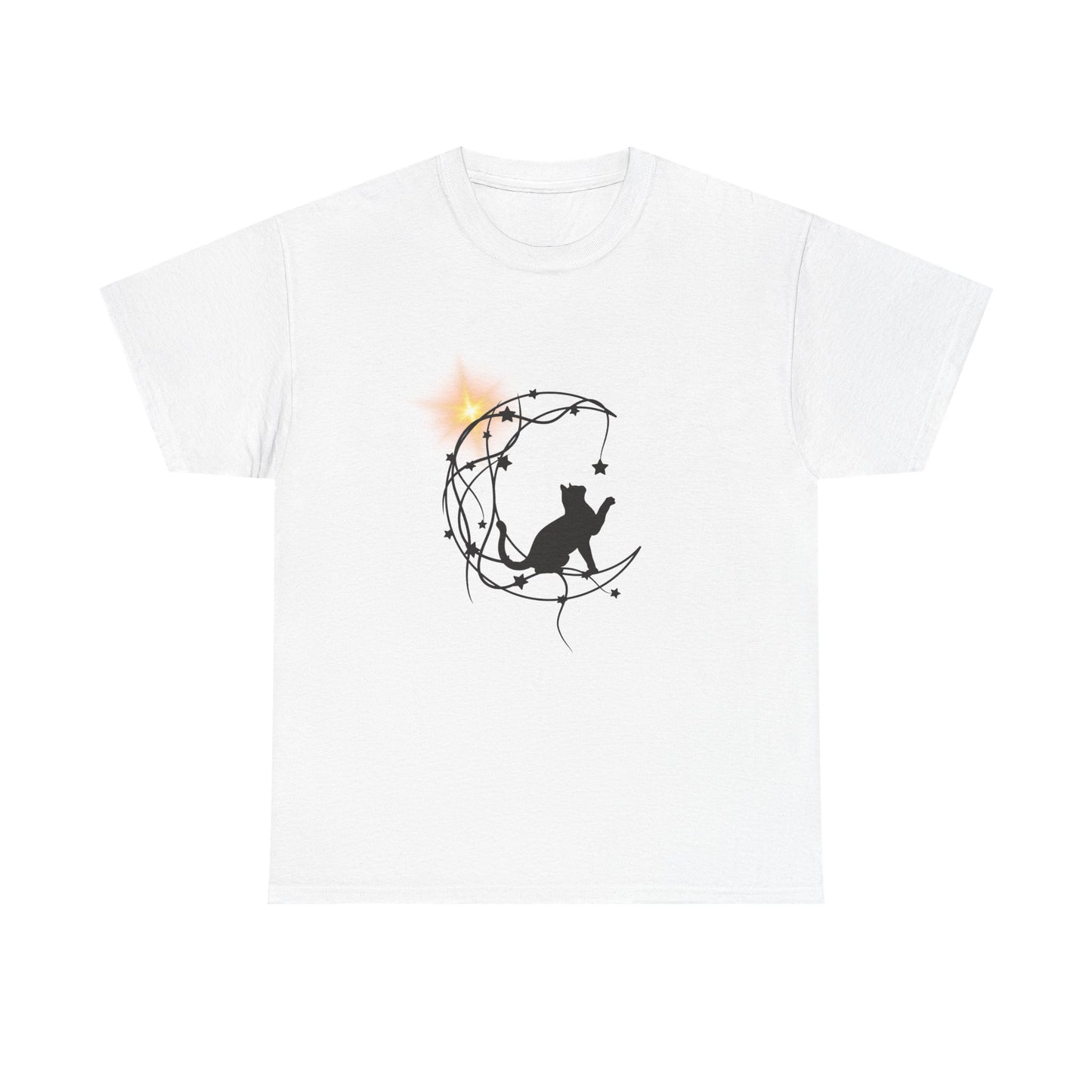 Cat playing t-shirt, Halloween star, Unisex Heavy Cotton Tee