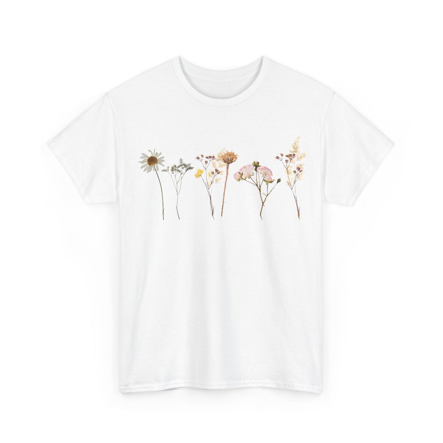 Flowery T-Shirt, Pretty,  Heavy Cotton Tee