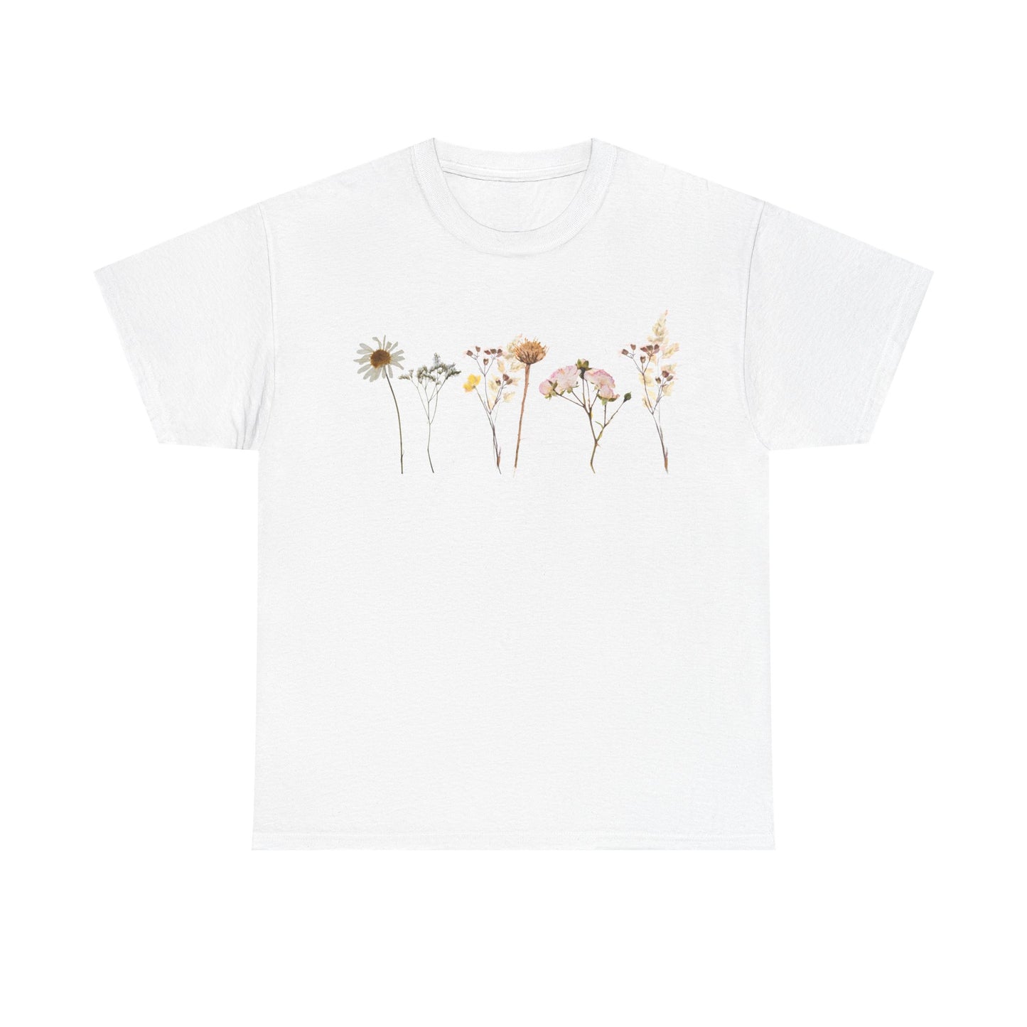Flowery T-Shirt, Pretty,  Heavy Cotton Tee