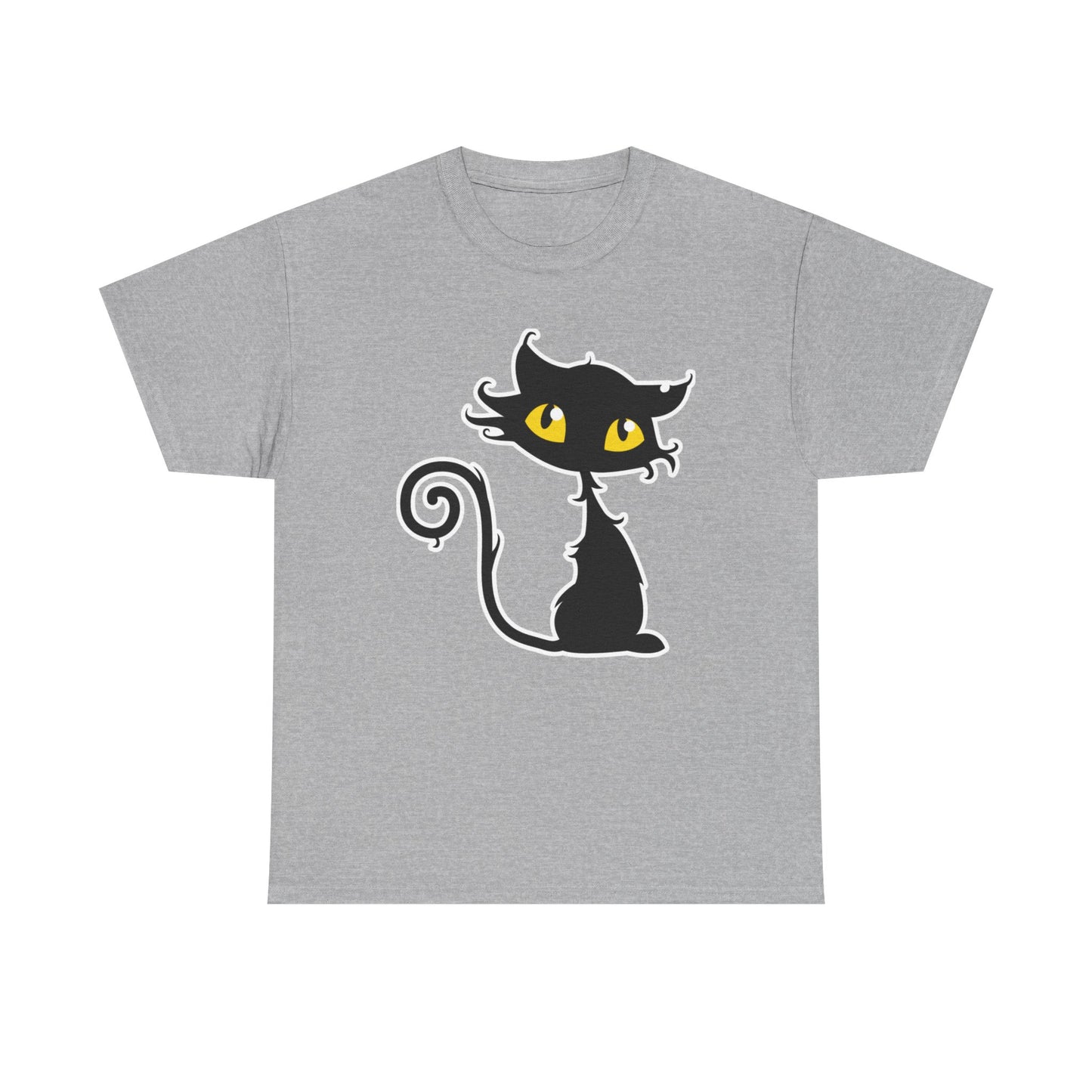 Watching, Cute Cartoon Cat Halloween T-Shirt,  Heavy Cotton Tee