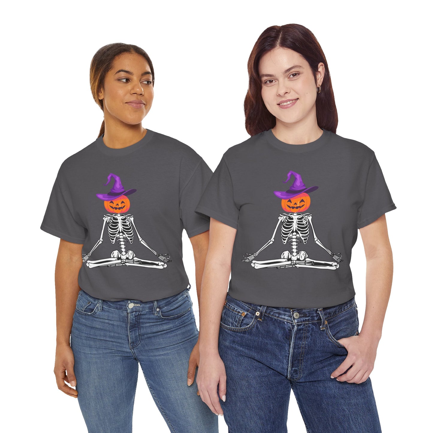 Namaste Skeleton Halloween, Unisex Heavy Cotton Tee