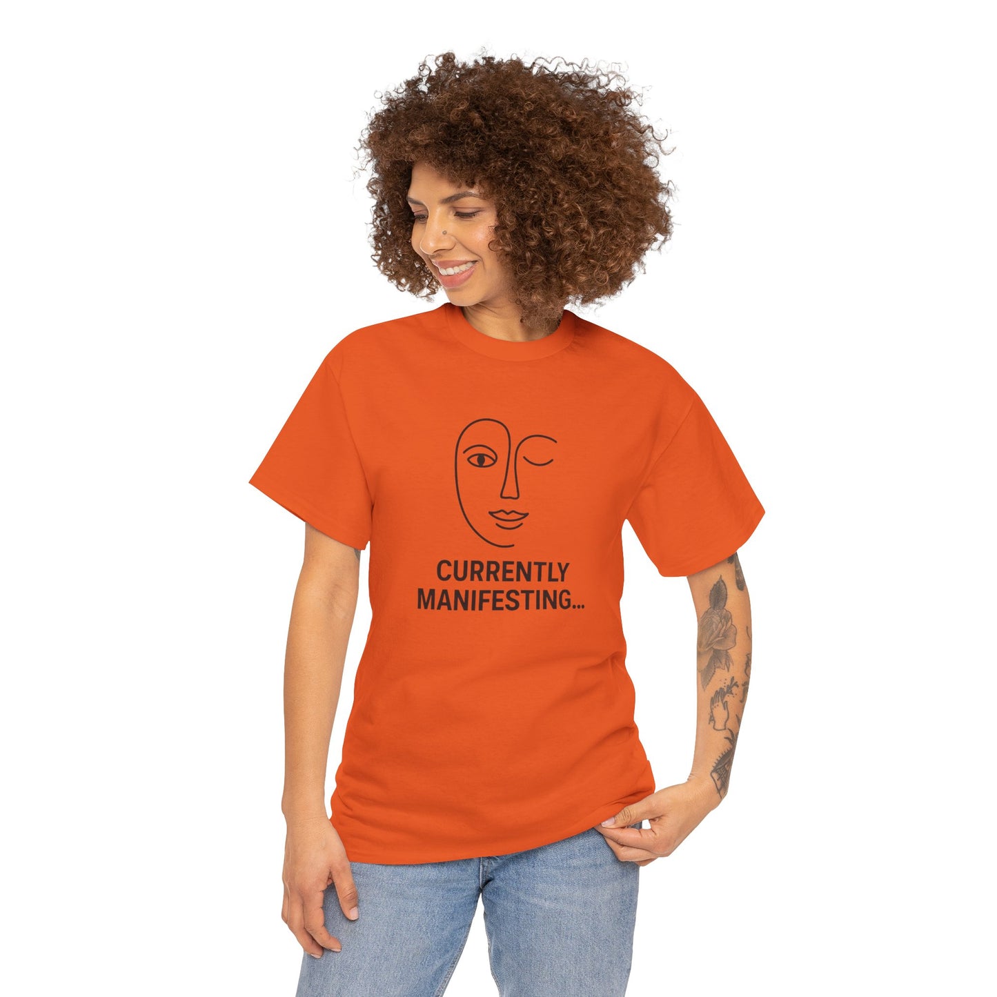 Currently Manifesting Unisex Heavy Cotton Tee, Affirmation Tee, Motivational T-Shirt, Gift for Dreamers, Casual Wear, Spiritual Apparel