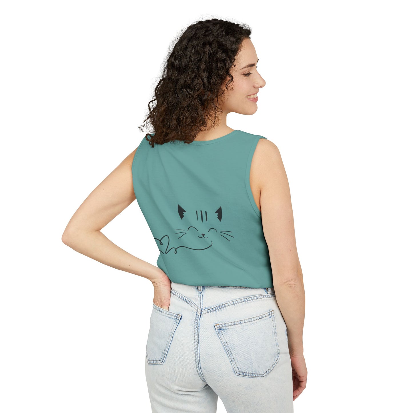 Cute Cat Face Tank Top, Summer Top, Gift for Cat Lovers, Animal Lover Apparel, Cute T-Shirt Alternative, Fun Casual Wear