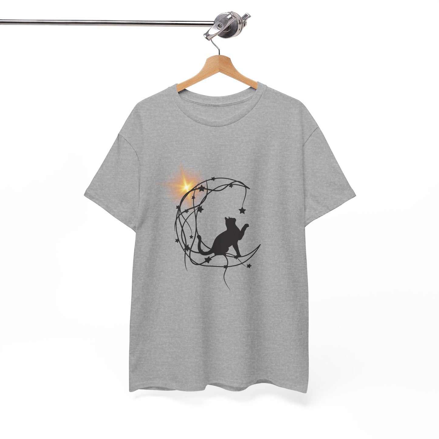 Cat playing t-shirt, Halloween star, Unisex Heavy Cotton Tee