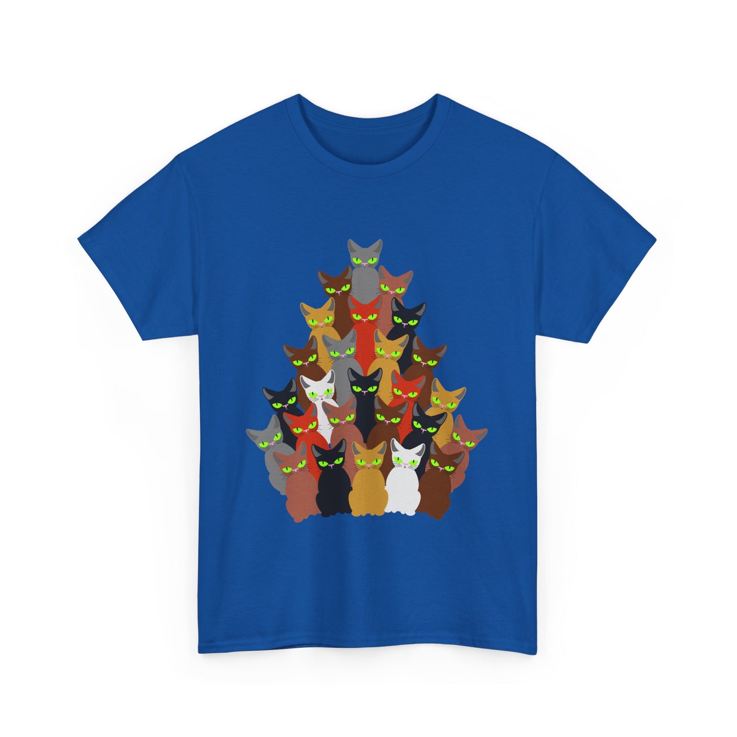 Cats and Christmas Tree, Unisex Heavy Cotton Tee