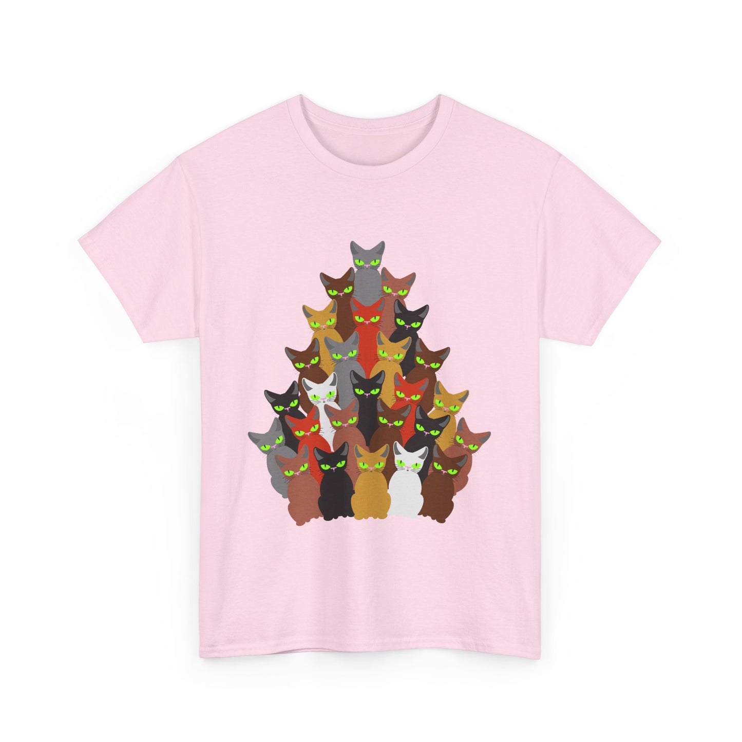 Cats and Christmas Tree, Unisex Heavy Cotton Tee