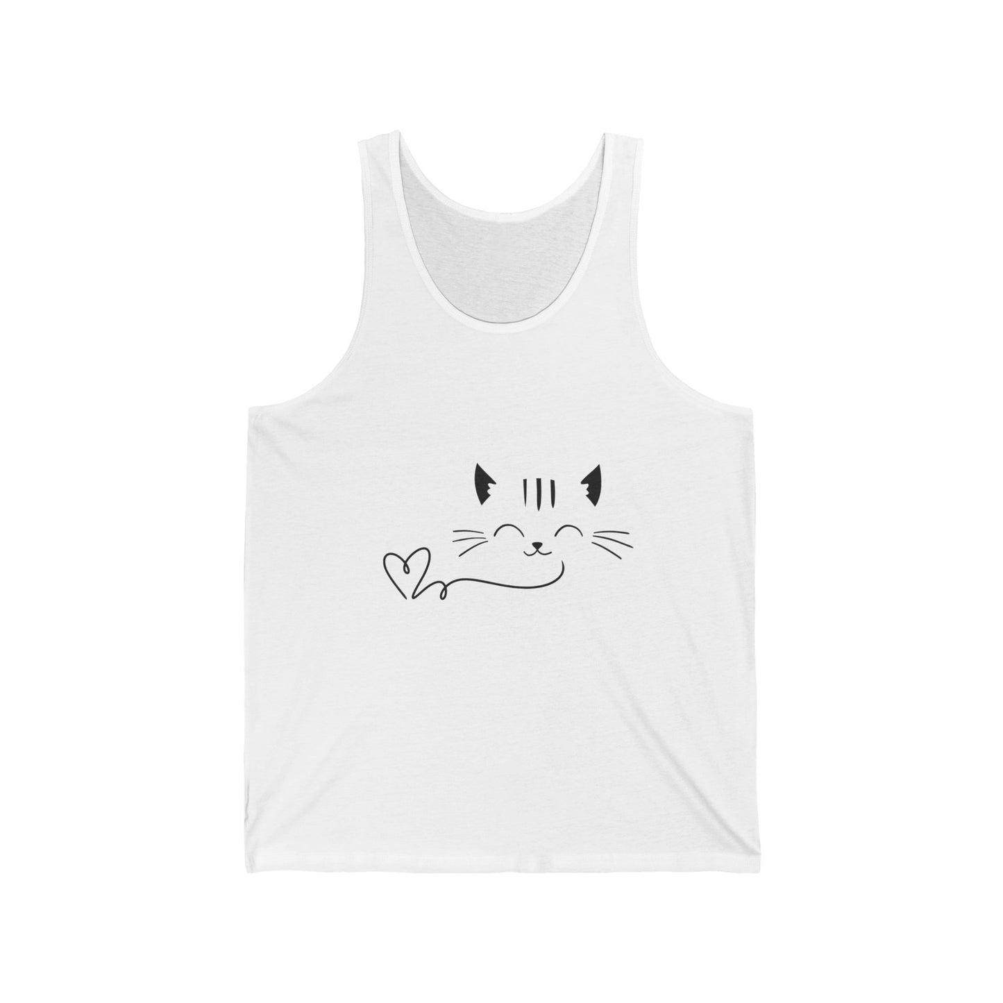 Cute Cat Graphic Unisex Jersey Tank Top, Summer Shirt, Gift for Cat Lovers, Casual Wear, Funny Tank Top, Pet Lover Apparel