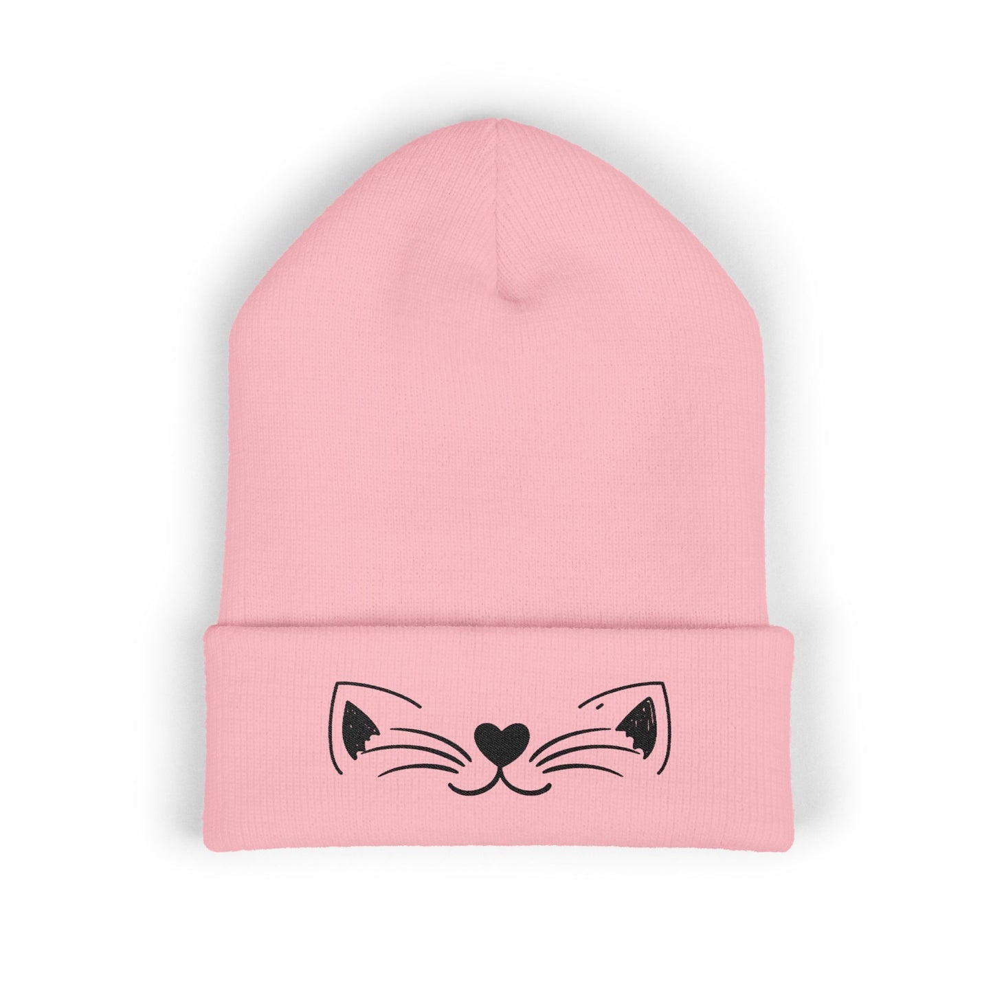 Cute Cat Embroidered Beanie - Classic Cuffed Hat for Pet Lovers, Winter Fashion, Gift for Her, Cozy & Stylish Accessory